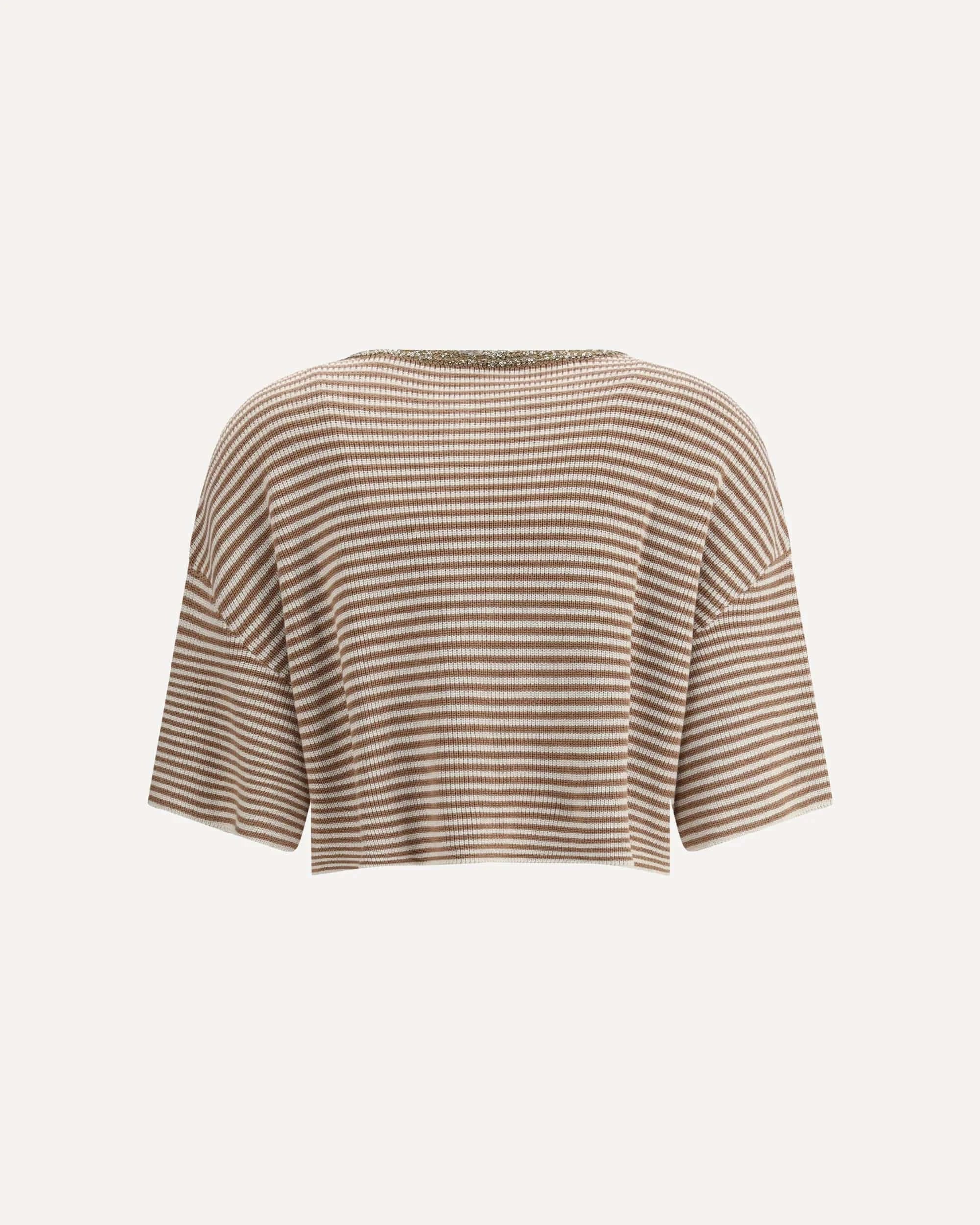 Brunello Cucinelli Striped Monili Collar Cardigan