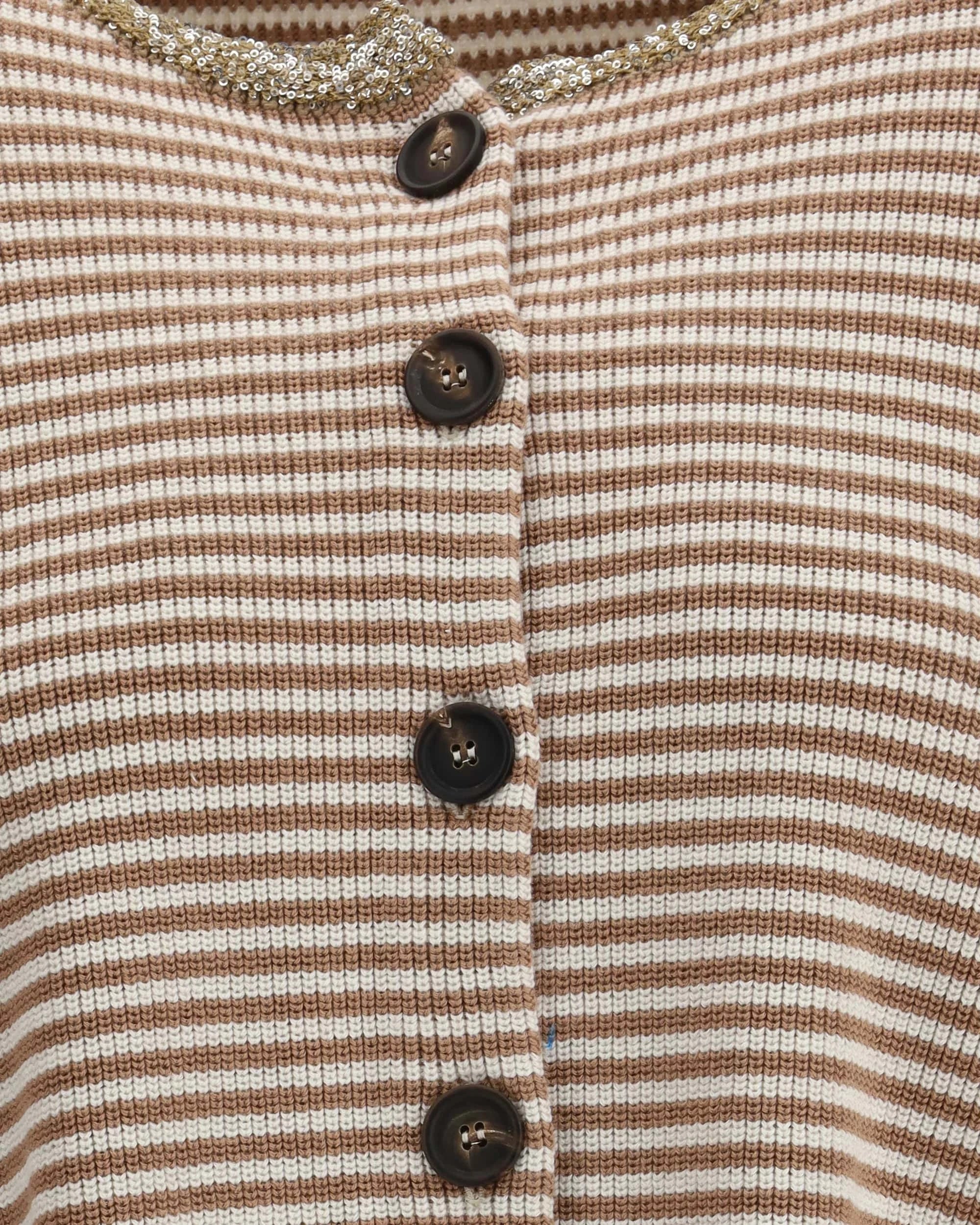 Brunello Cucinelli Striped Monili Collar Cardigan