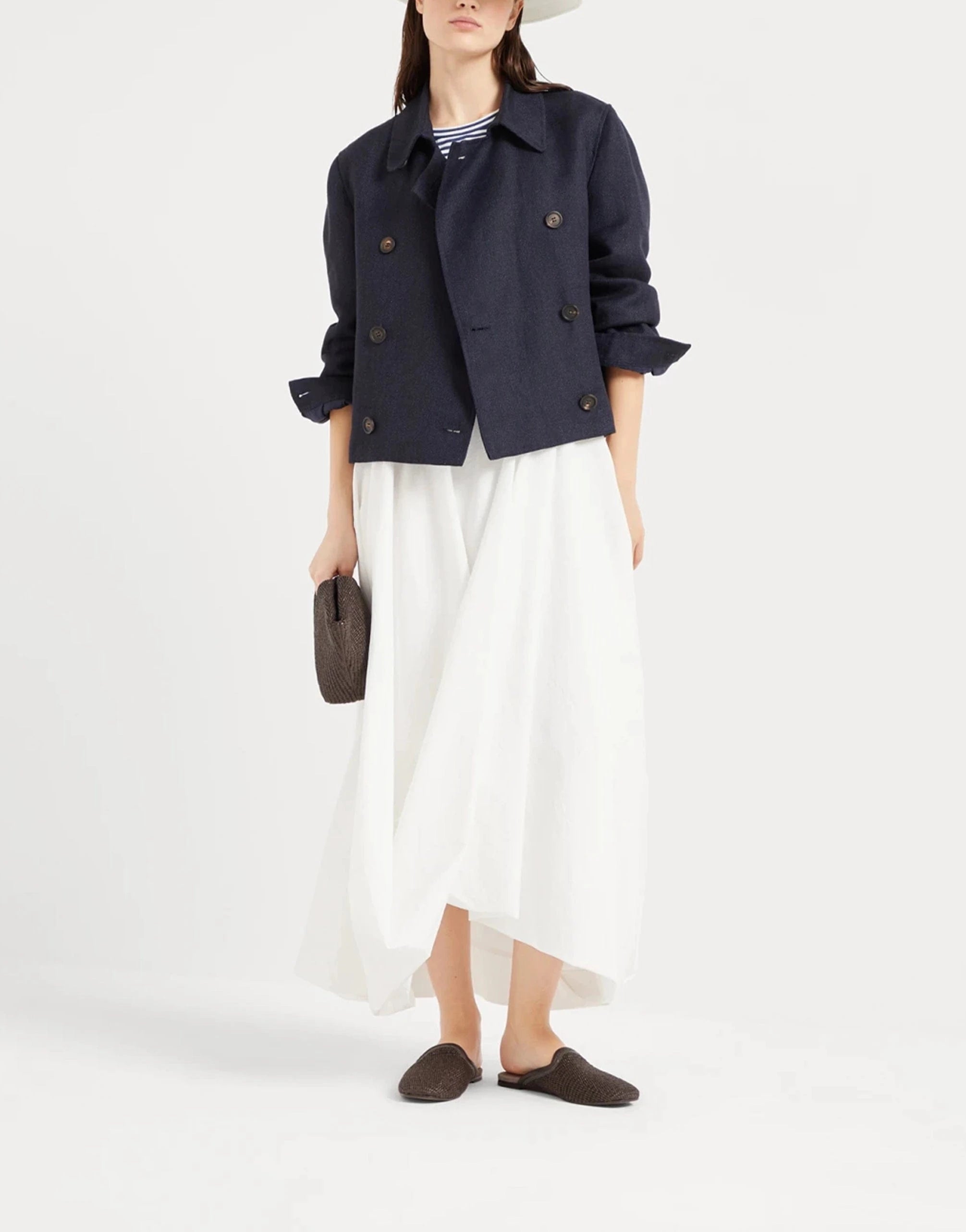 Brunello Cucinelli Striped Monili-Pocket Embellished T-Shirt