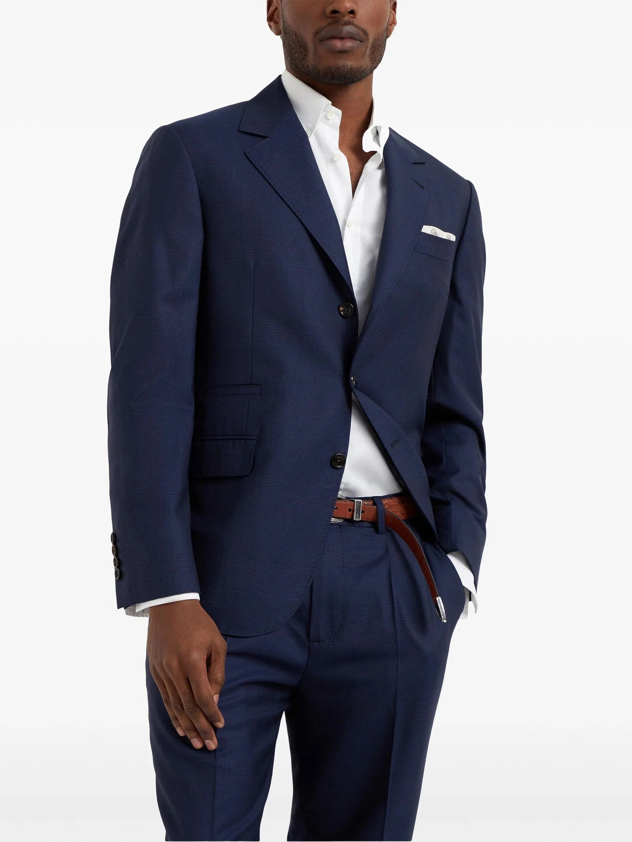 Brunello Cucinelli Super 150s Wool Prince Of Wales Blazer