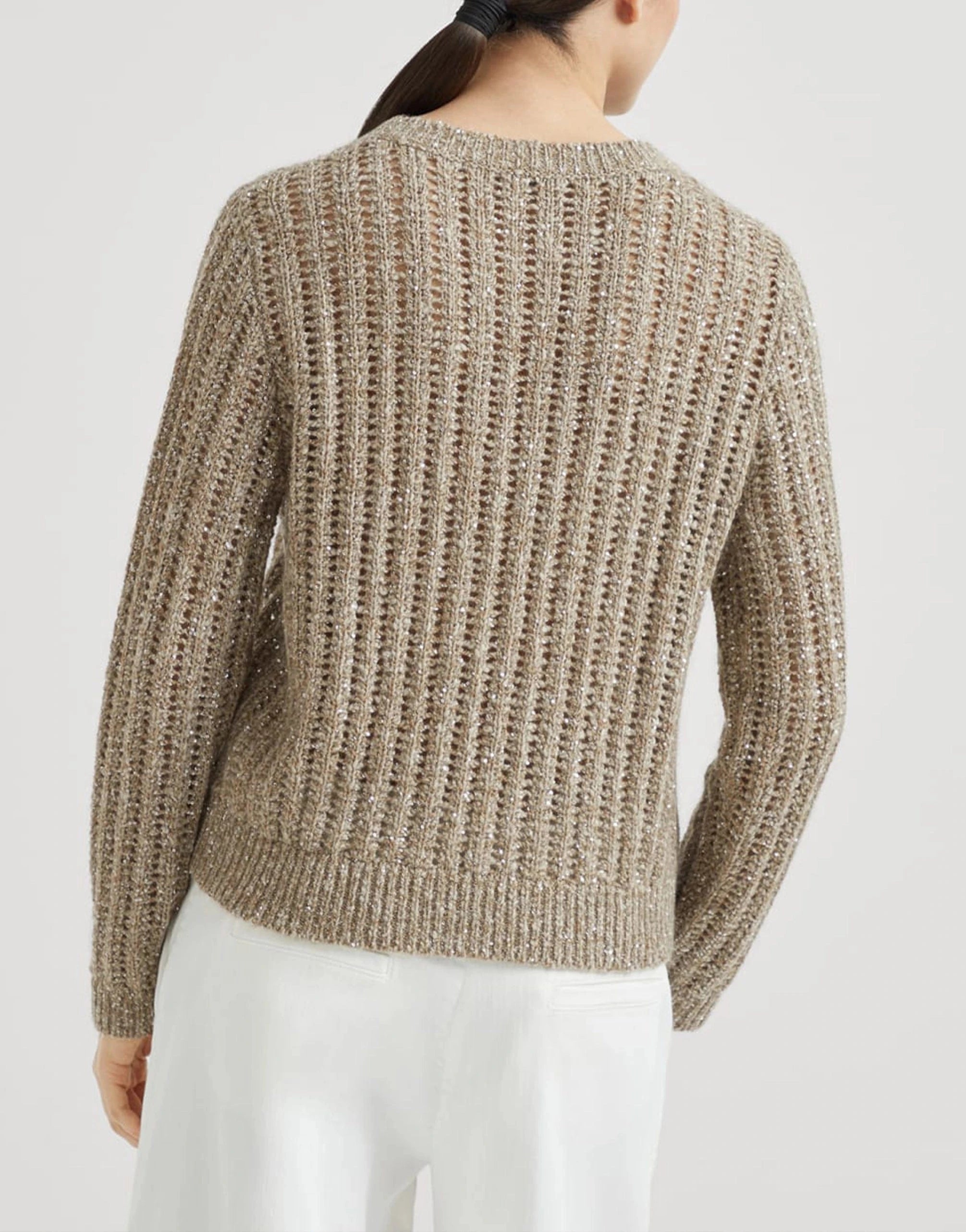 Brunello Cucinelli Wool-Cashmere Blend Mohair Dazzling Rib Sweater