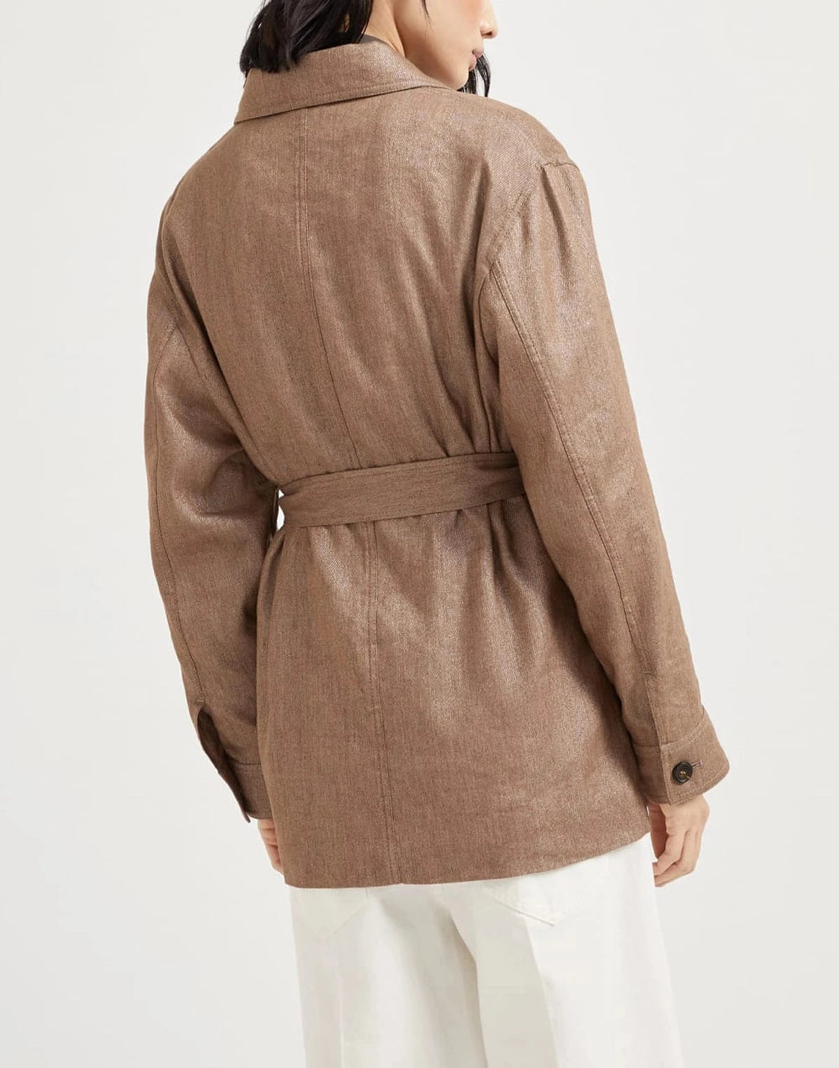 Brunello Cucinelli Wool-Linen Blend Sparkling Twill Blazer Jacket