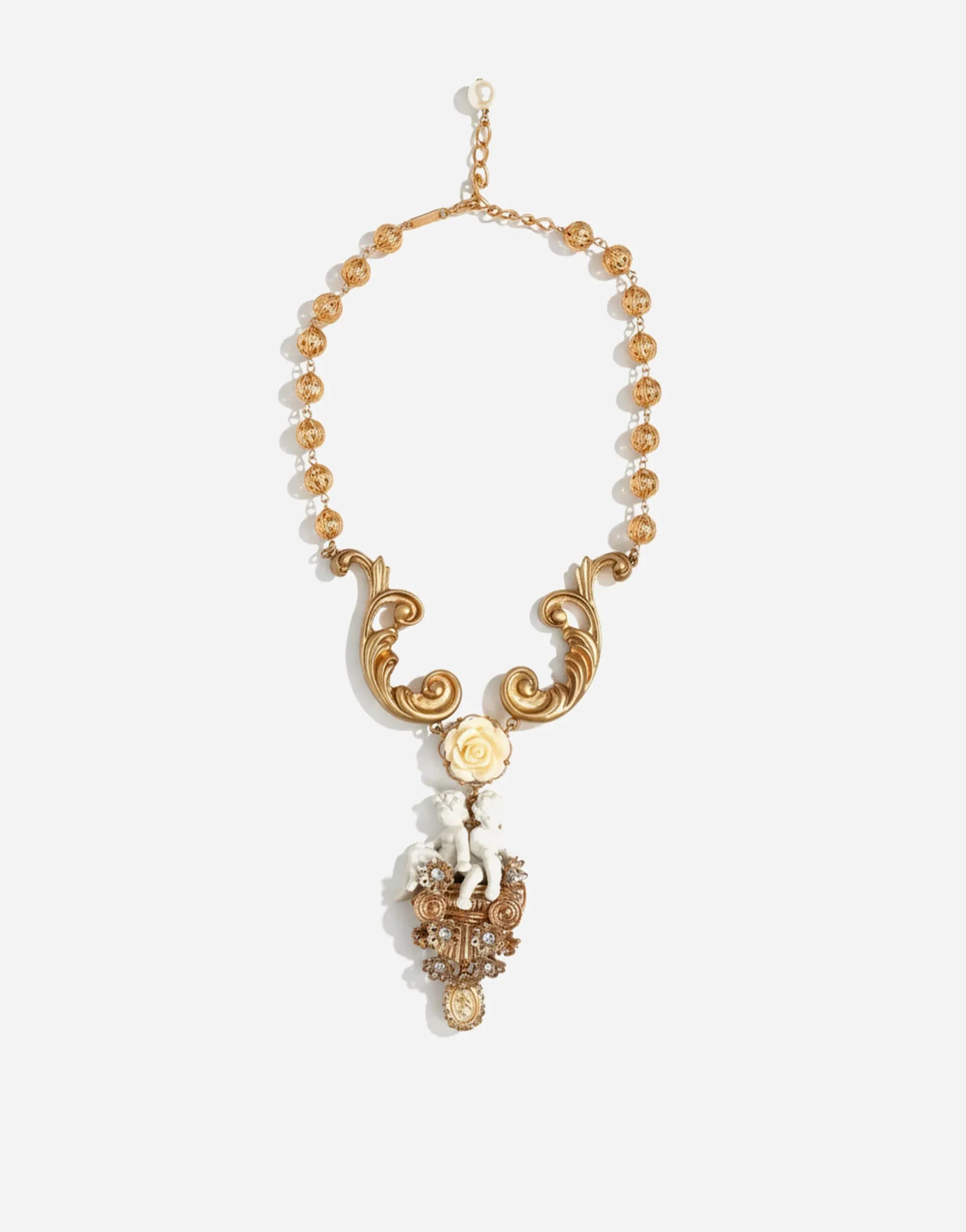 Dolce 
Gabbana Baroque Cherubim Rose Cameo Necklace
