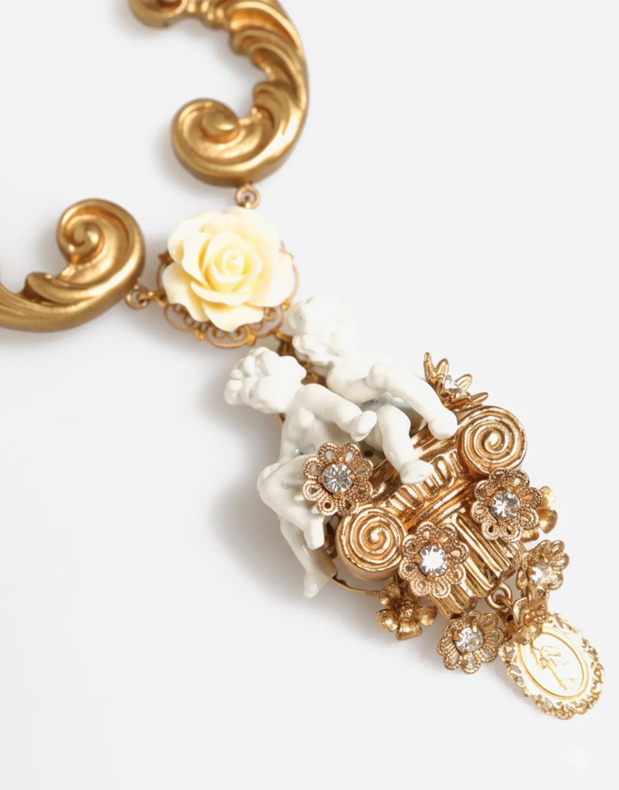 Dolce 
Gabbana Baroque Cherubim Rose Cameo Necklace