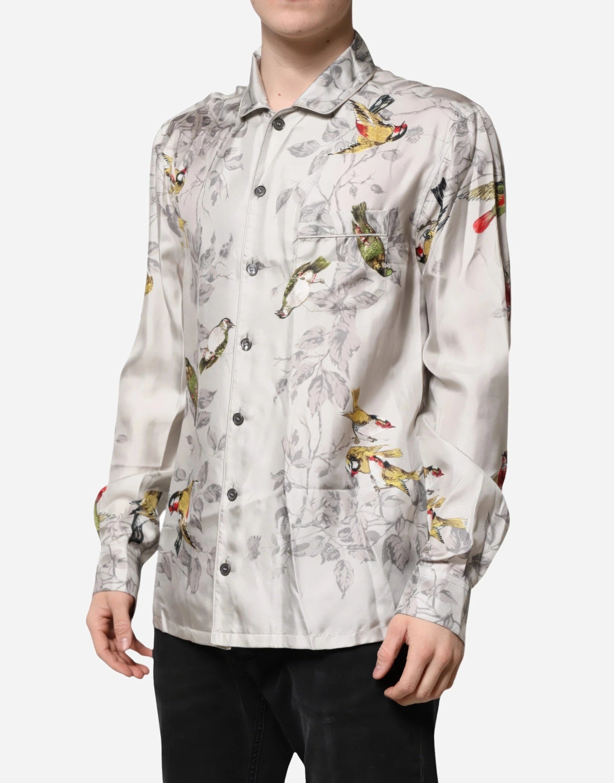 Dolce 
Gabbana Bird-Print Silk Pyjama Shirt