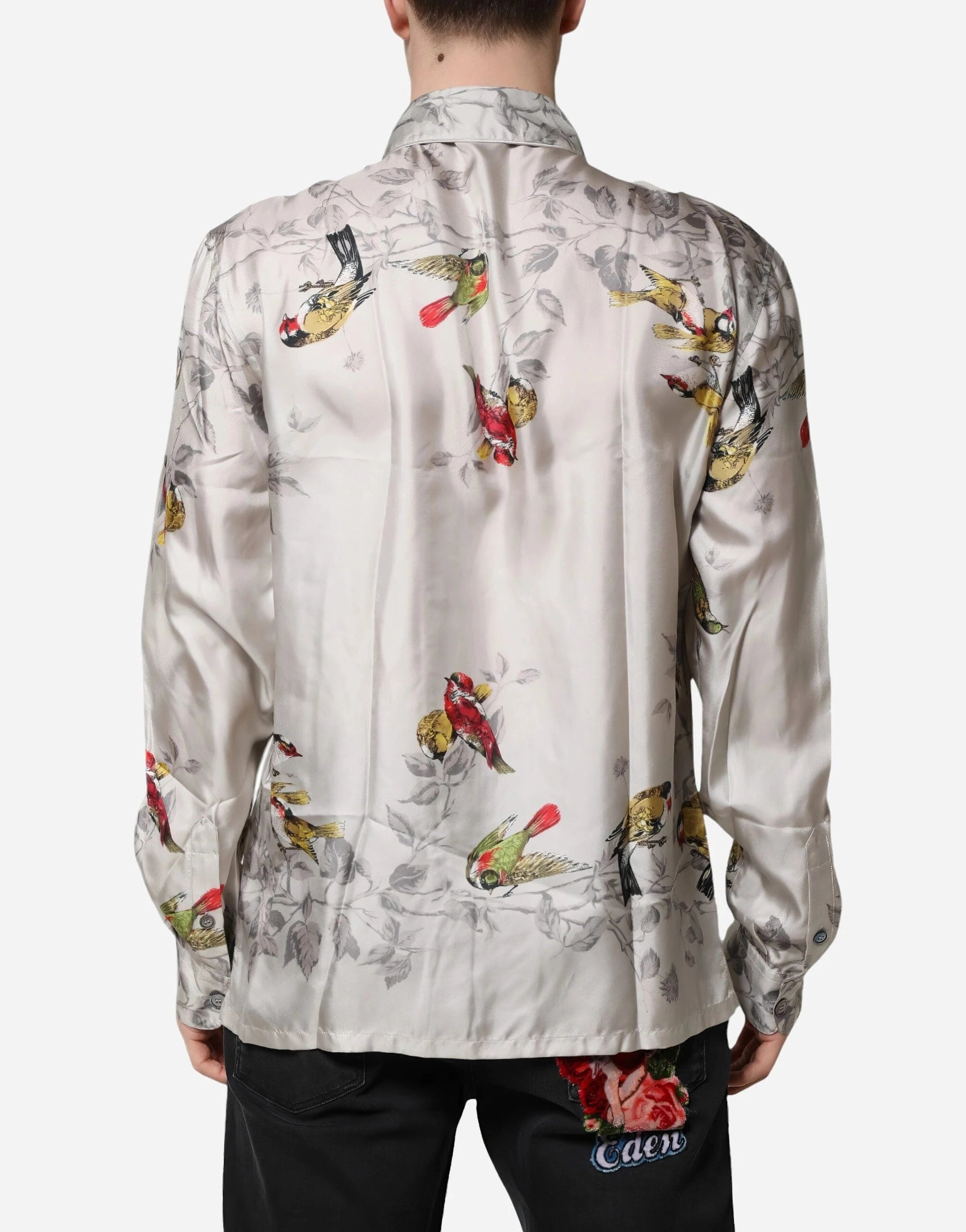 Dolce 
Gabbana Bird-Print Silk Pyjama Shirt