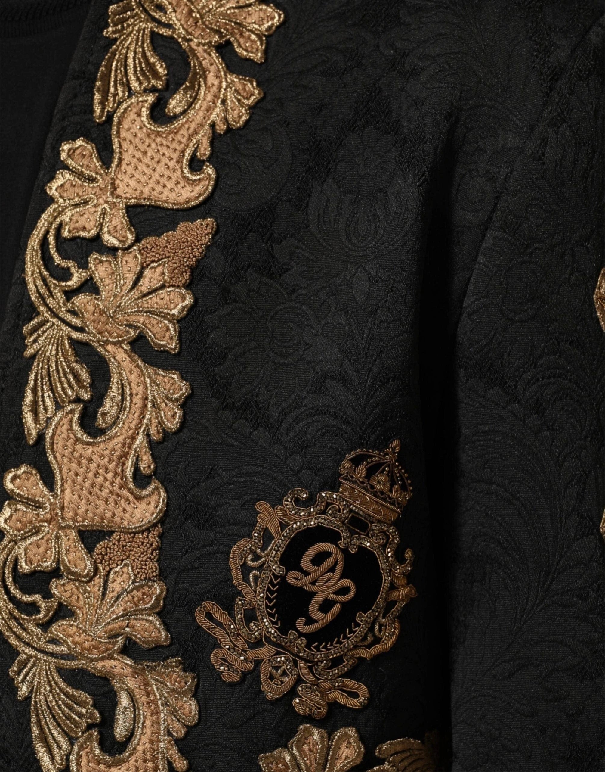 Dolce 
Gabbana Black Brocade Embroidery Logo Blazer Jacket