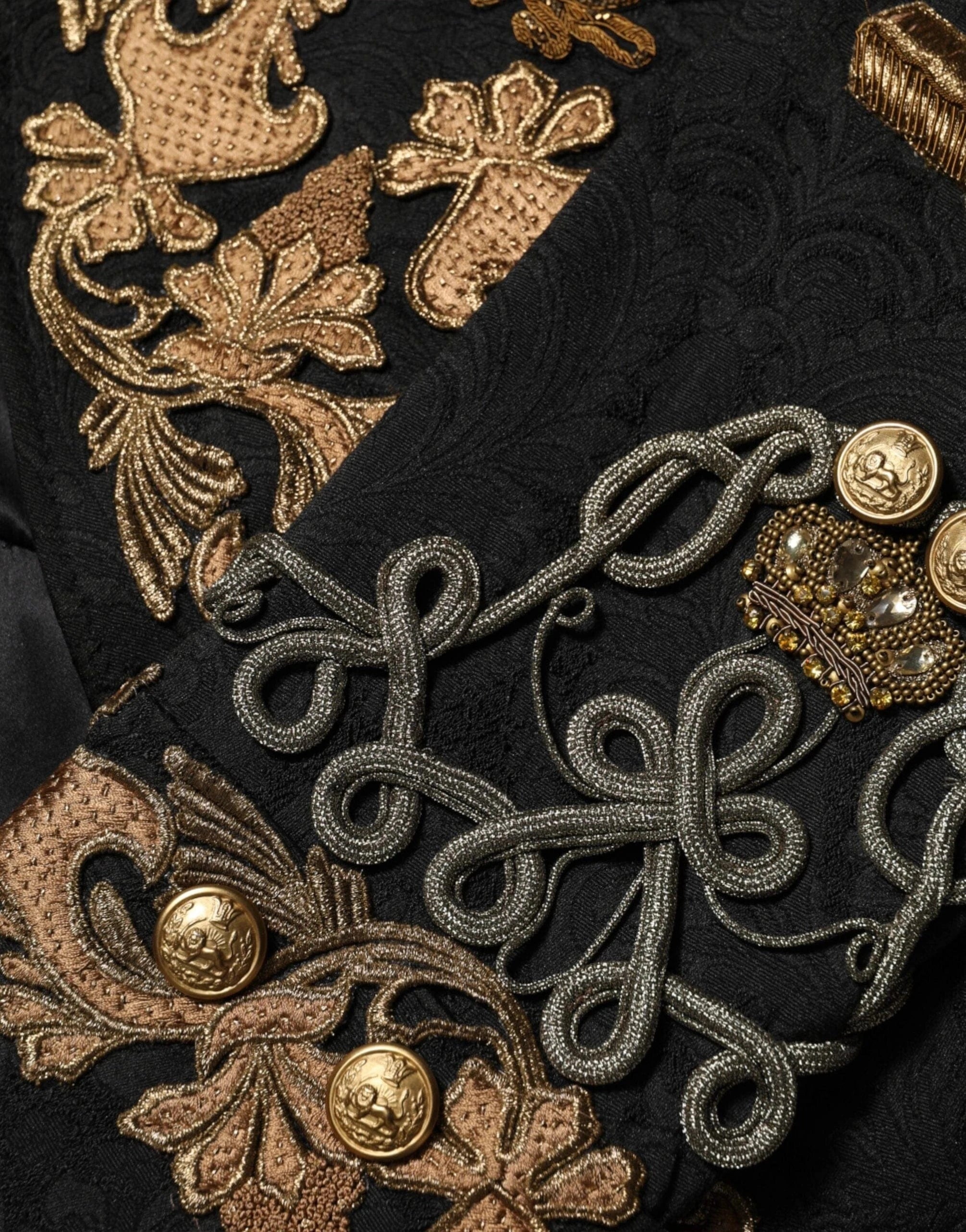 Dolce 
Gabbana Black Brocade Embroidery Logo Blazer Jacket