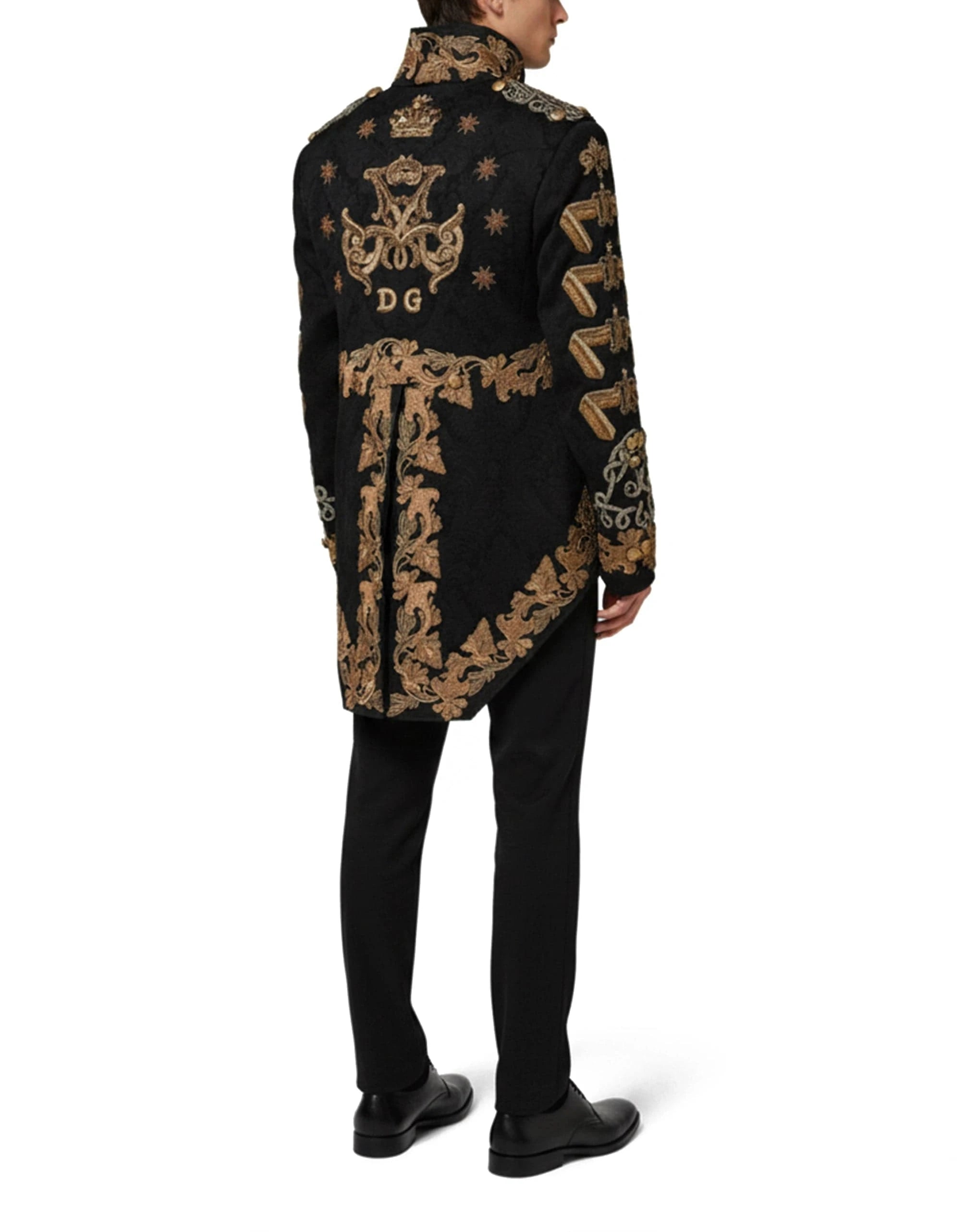 Dolce 
Gabbana Black Brocade Embroidery Logo Blazer Jacket
