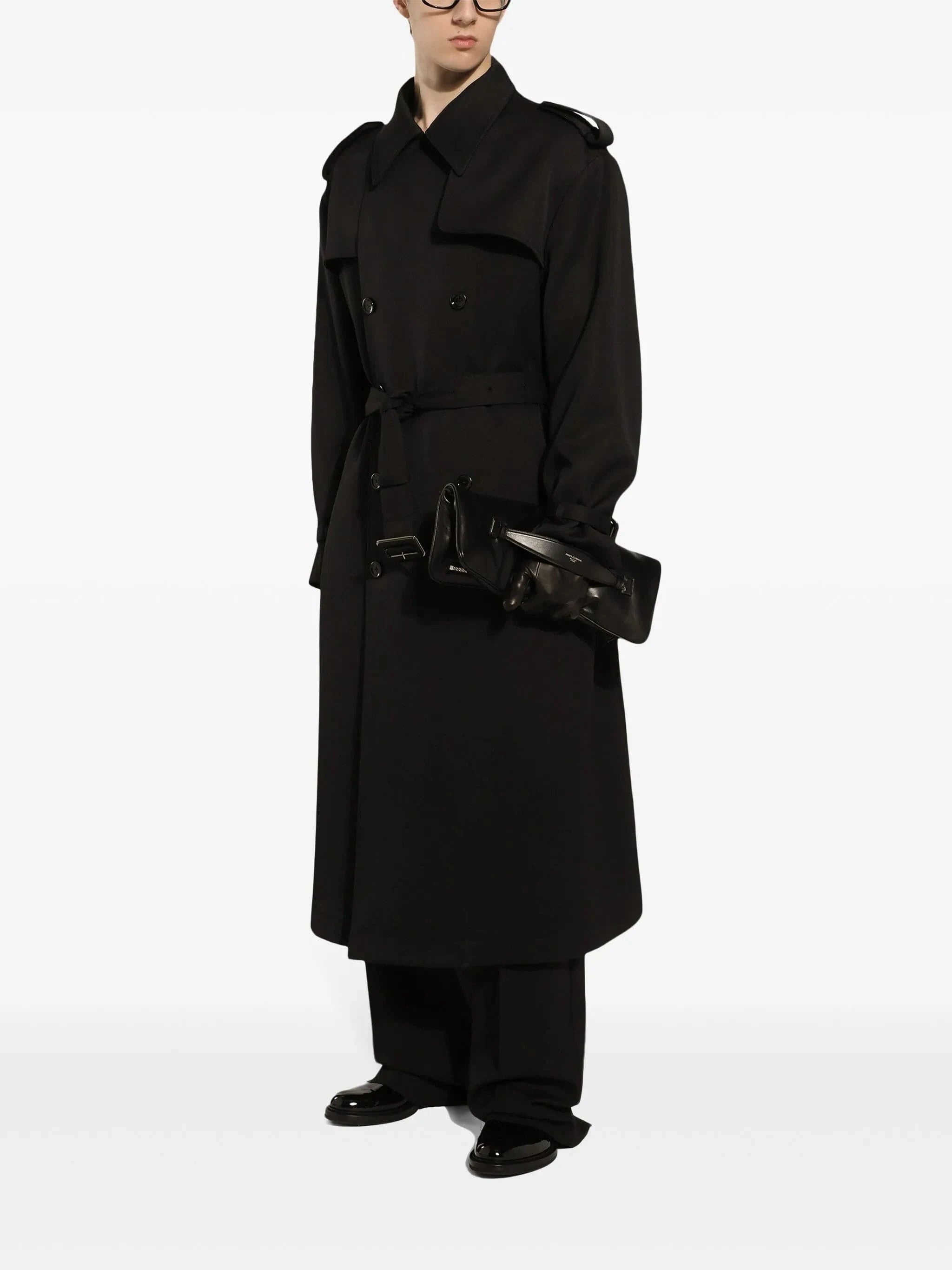 Dolce 
Gabbana Black Double-Breasted Wool Coat