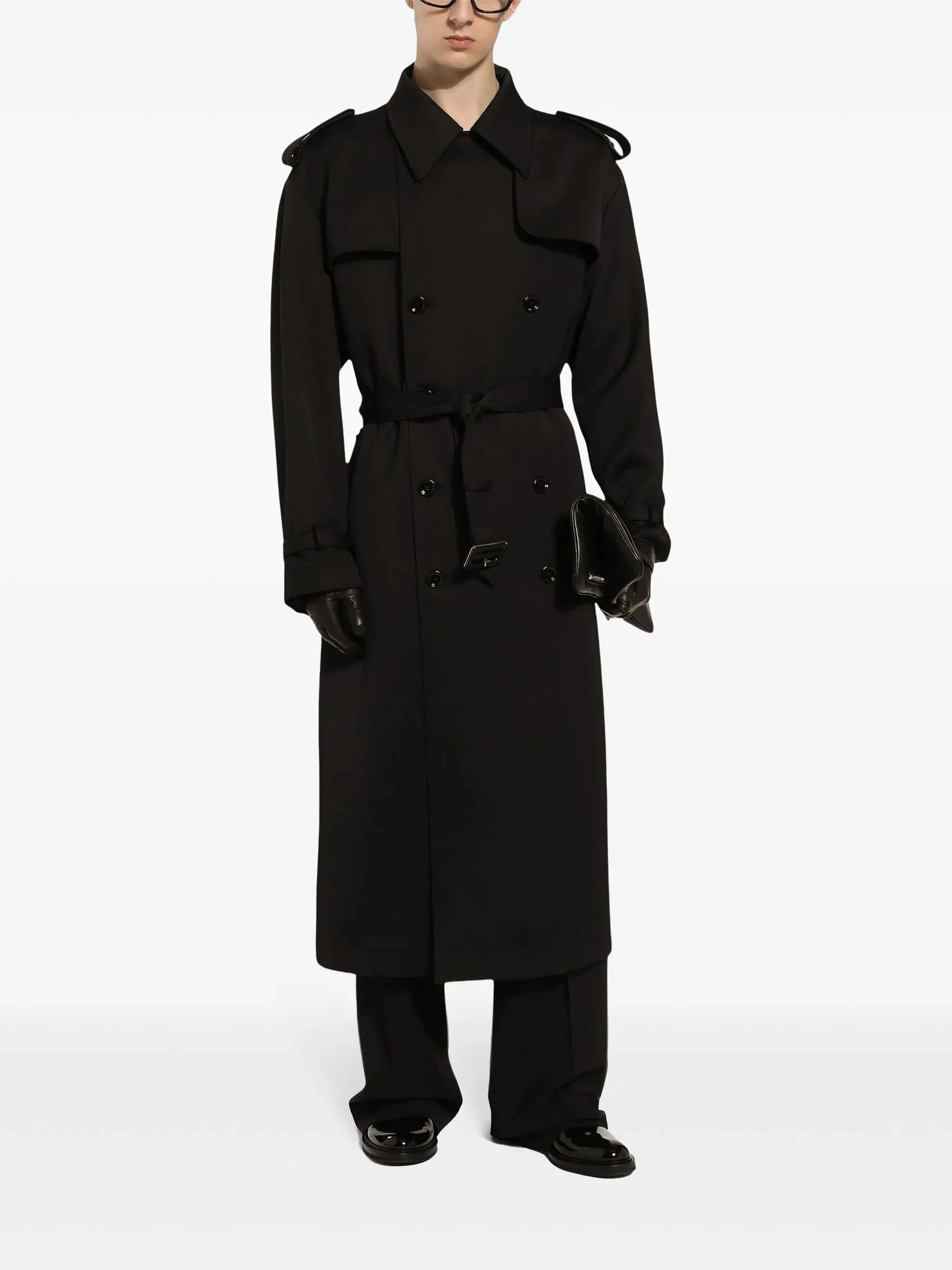 Dolce 
Gabbana Black Double-Breasted Wool Coat