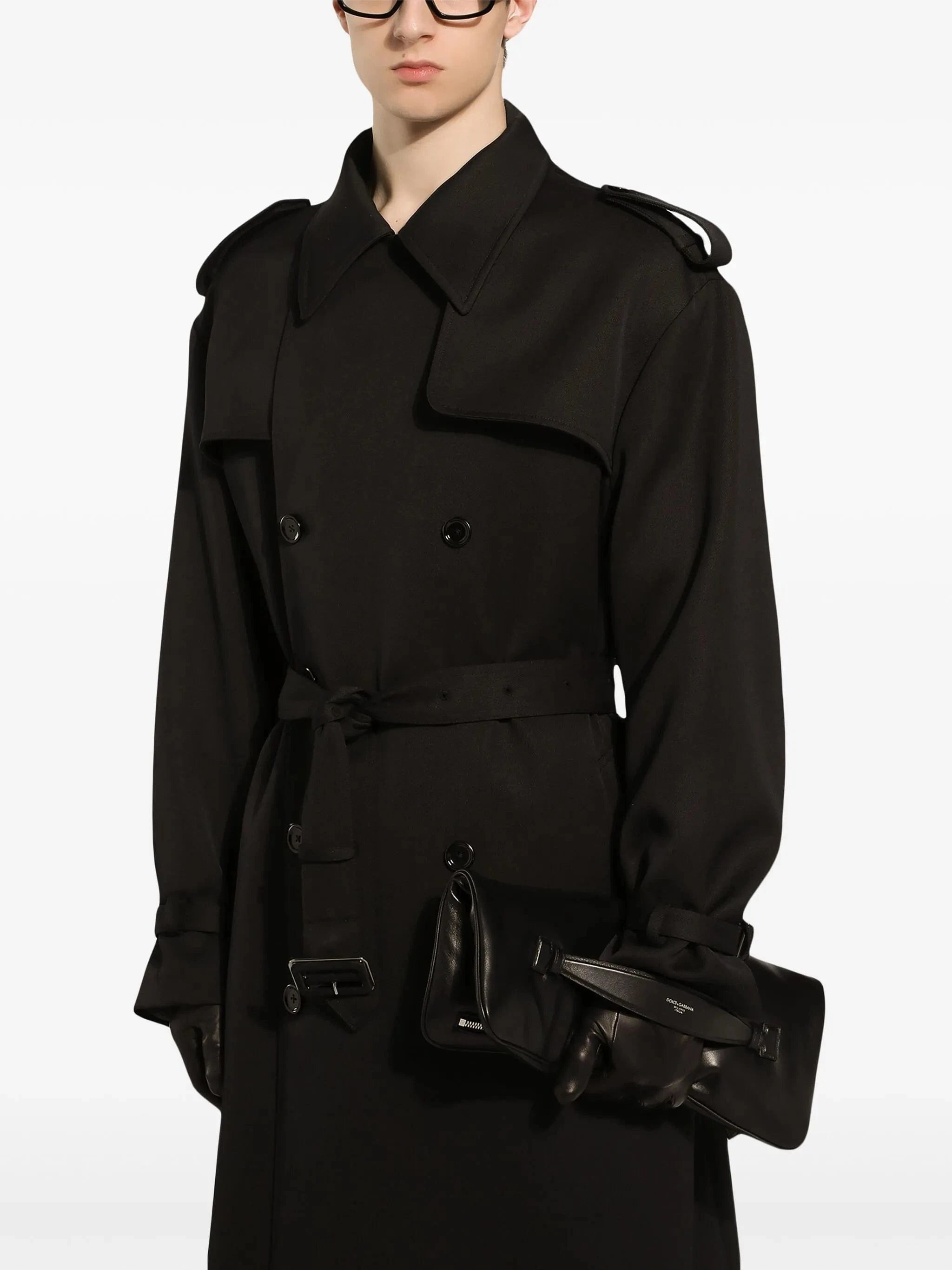 Dolce 
Gabbana Black Double-Breasted Wool Coat