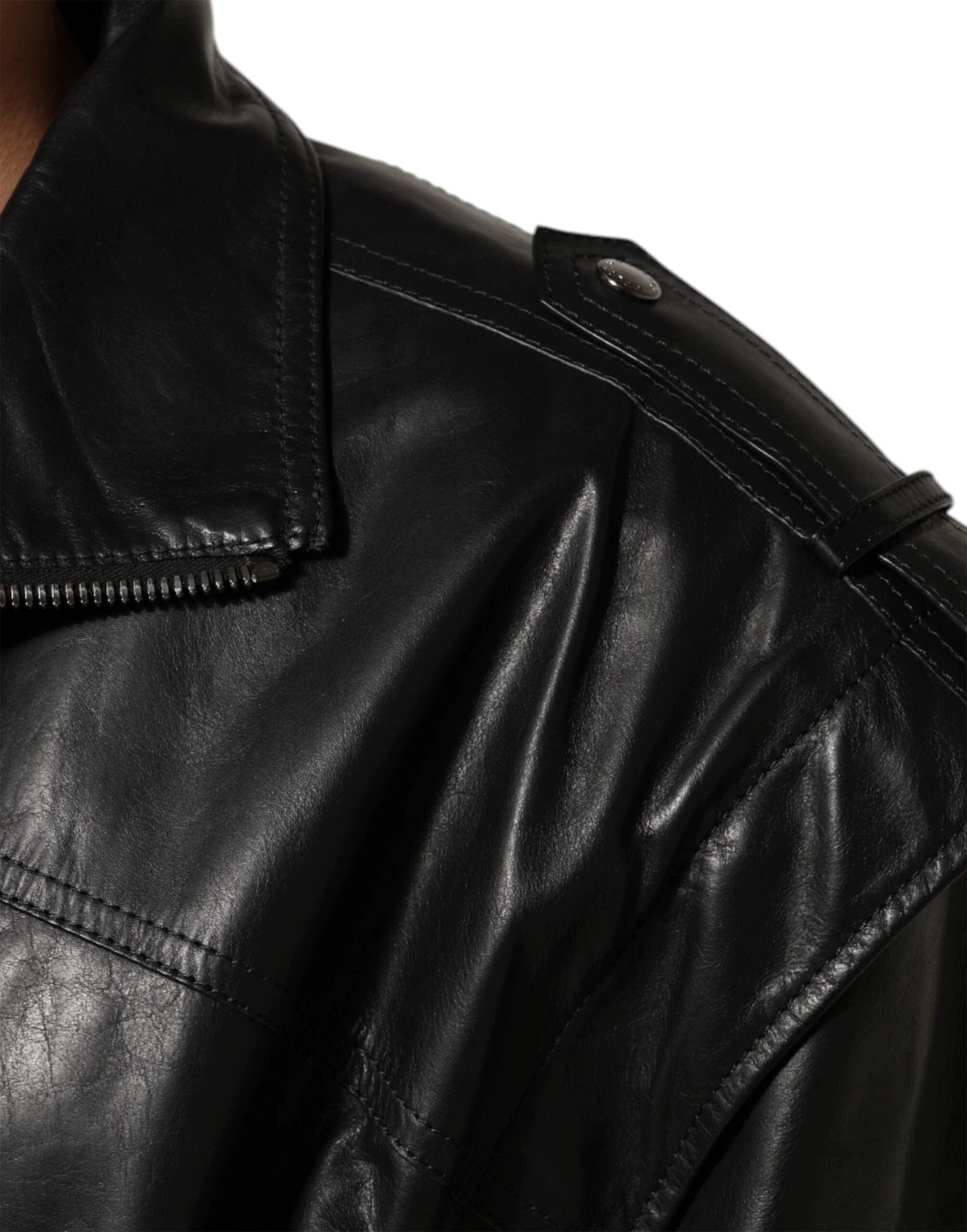 Dolce 
Gabbana Black Leather Full-Zip Jacket