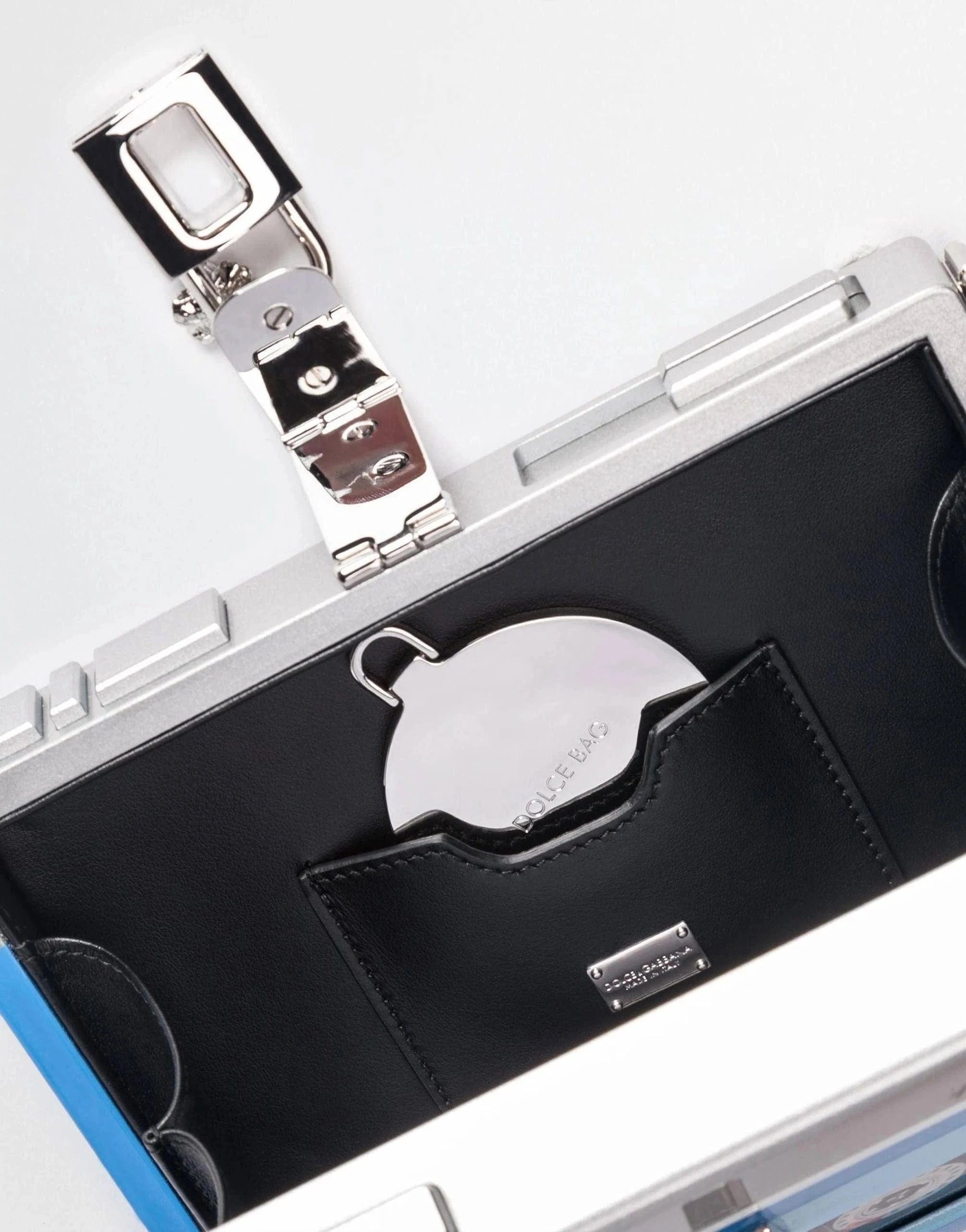 Dolce 
Gabbana Box Walkman Wood Leather Clutch Bag