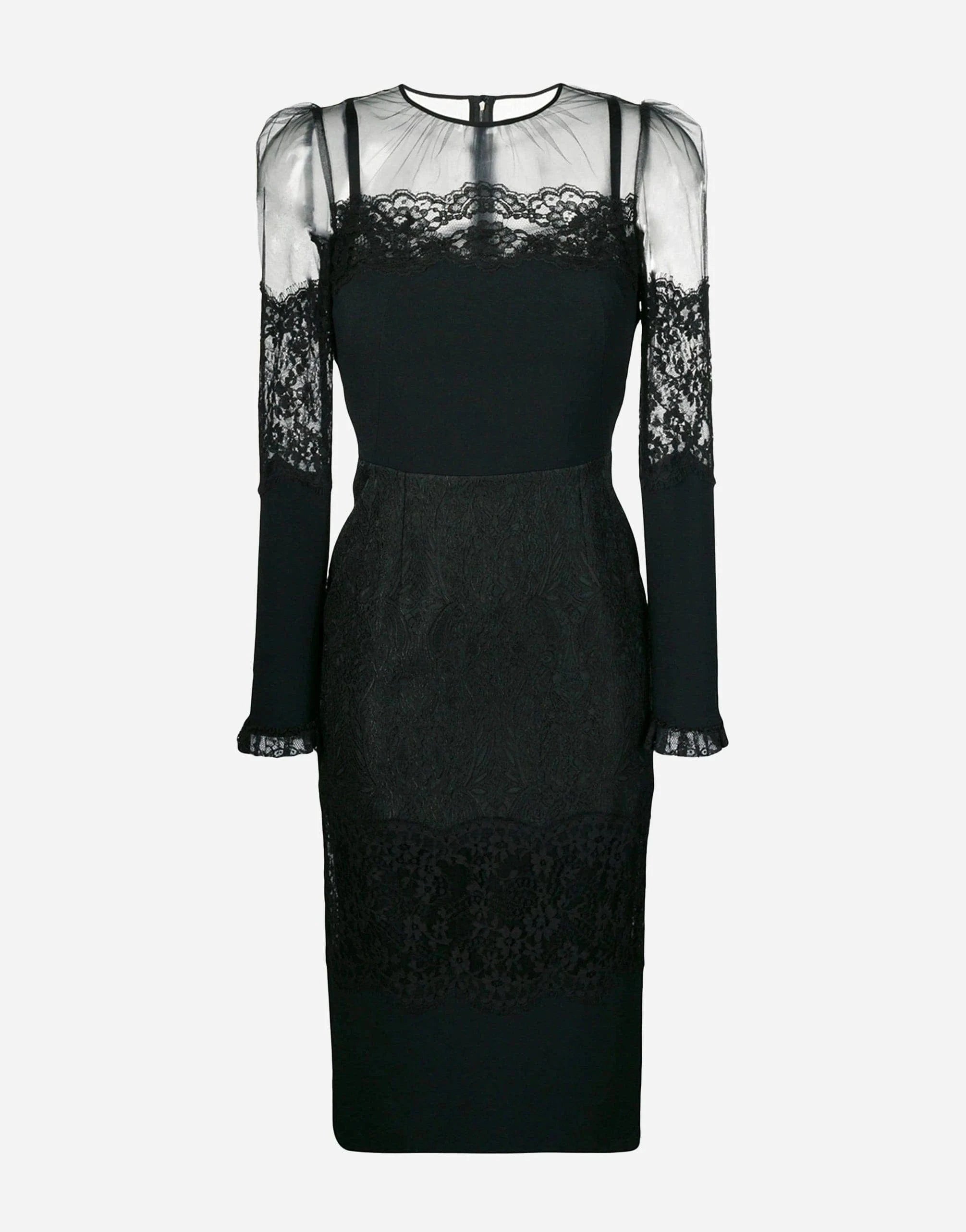 Dolce 
Gabbana Brocade Embellished Tulle Lace Midi Dress