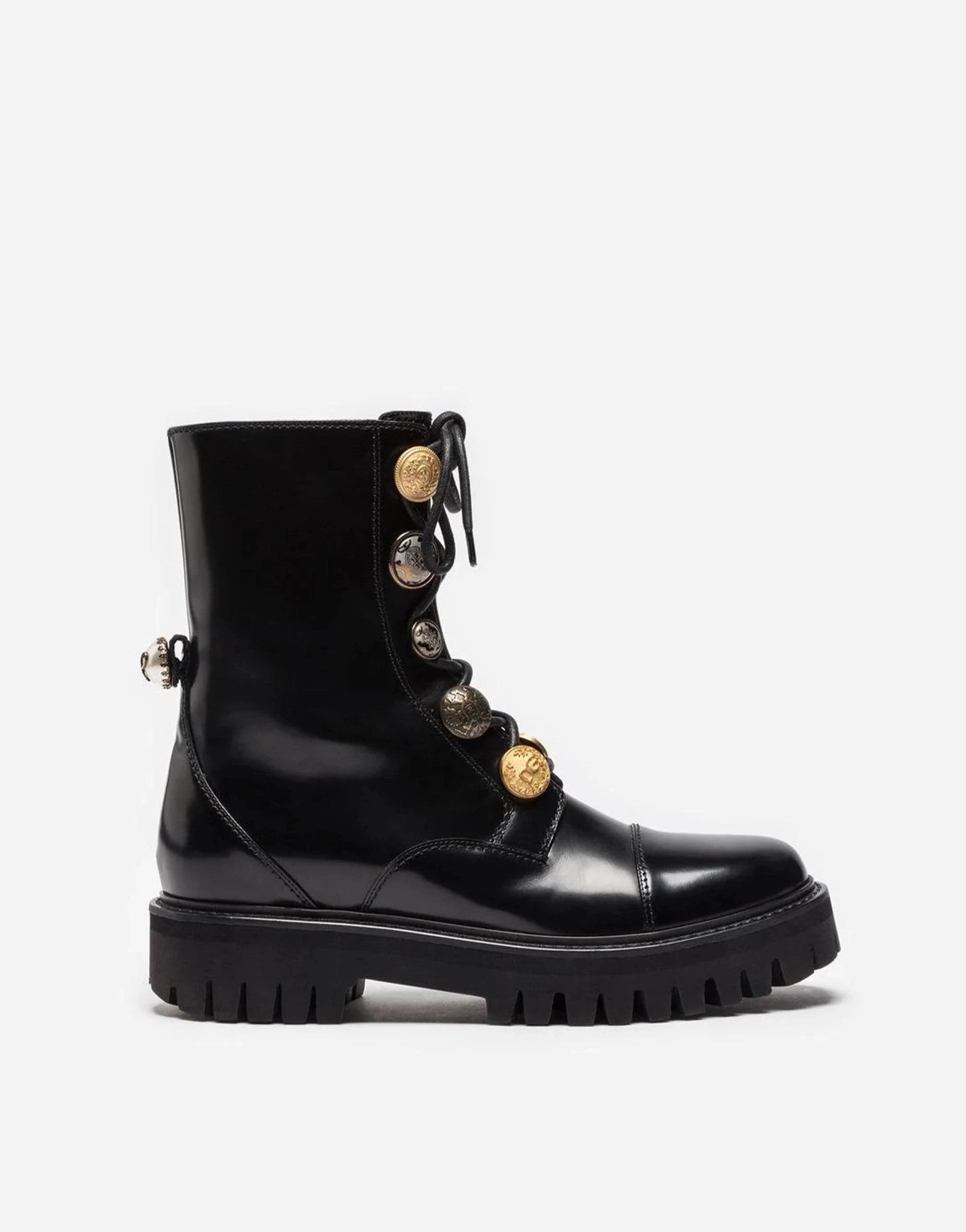 Dolce 
Gabbana Button Adorned Leather Ankle Boots