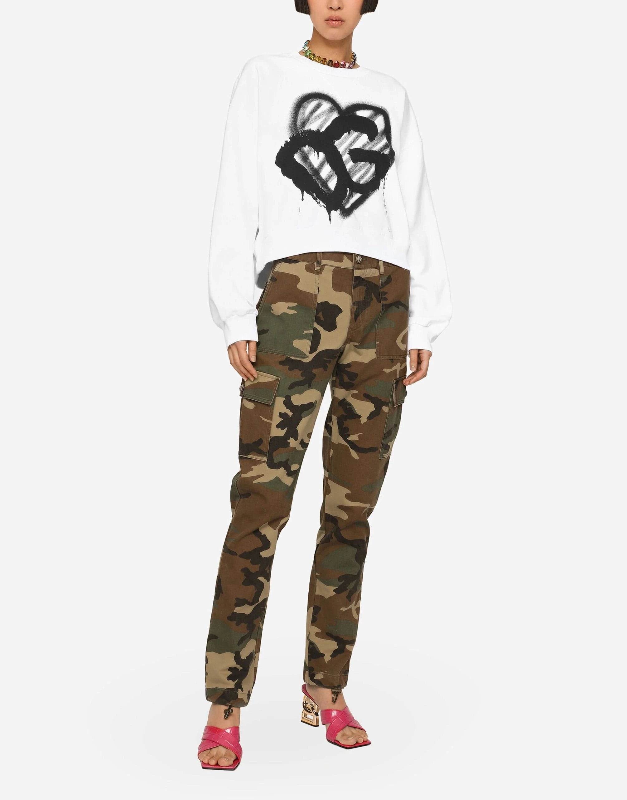 Dolce 
Gabbana Camouflage Print Cotton Cargo Pants