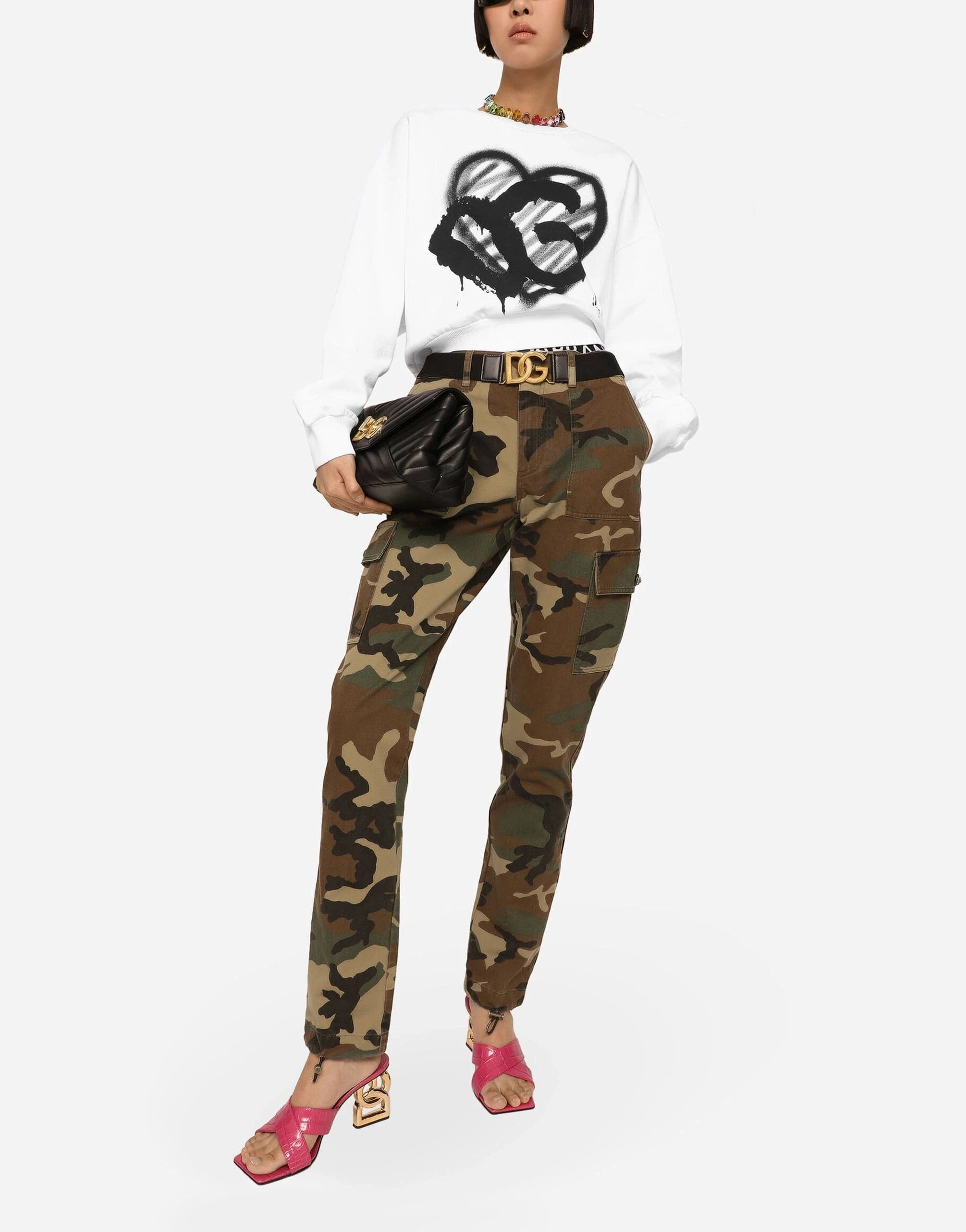 Dolce 
Gabbana Camouflage Print Cotton Cargo Pants
