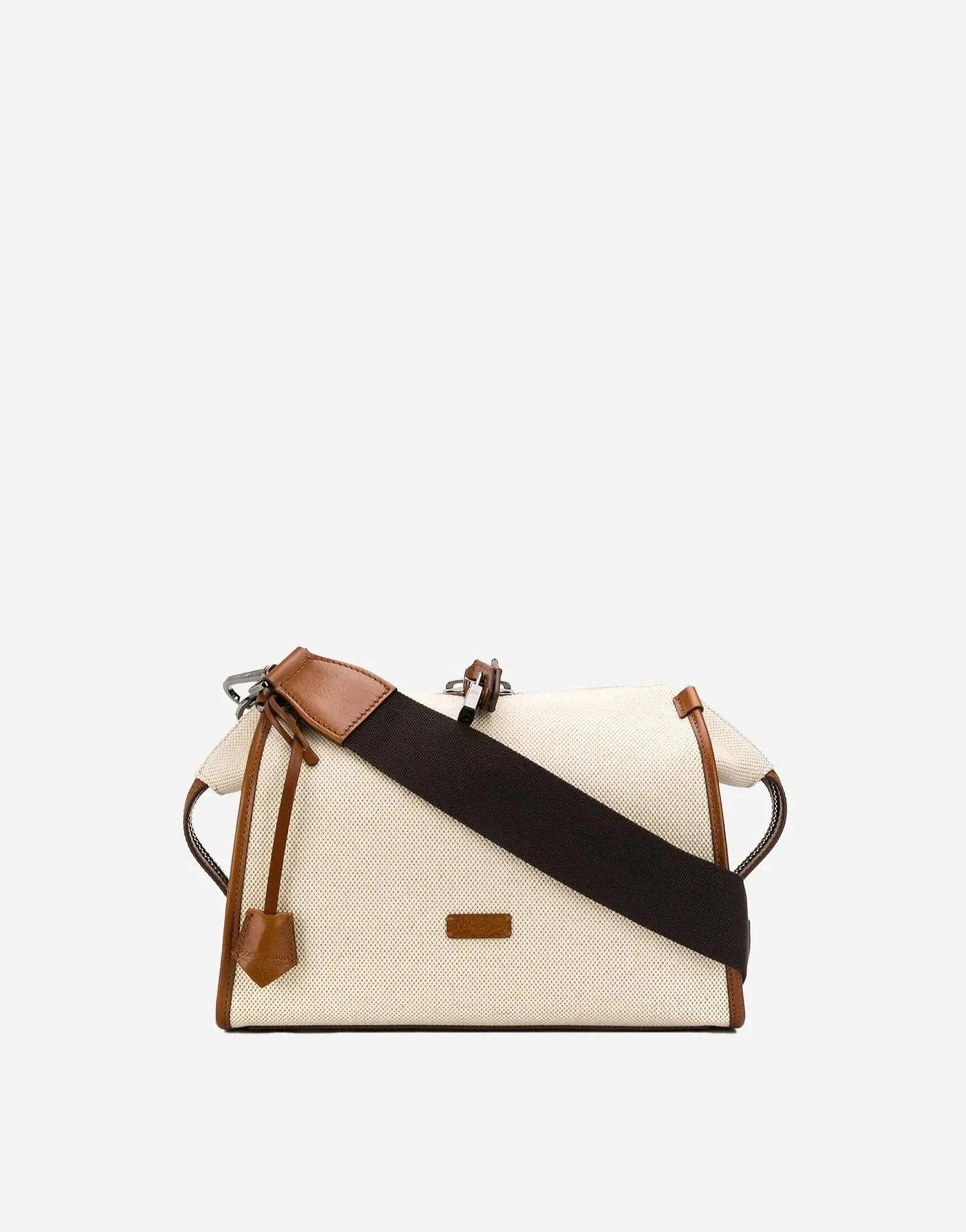 Dolce 
Gabbana Canvas Leather Logo Shoulder Bag