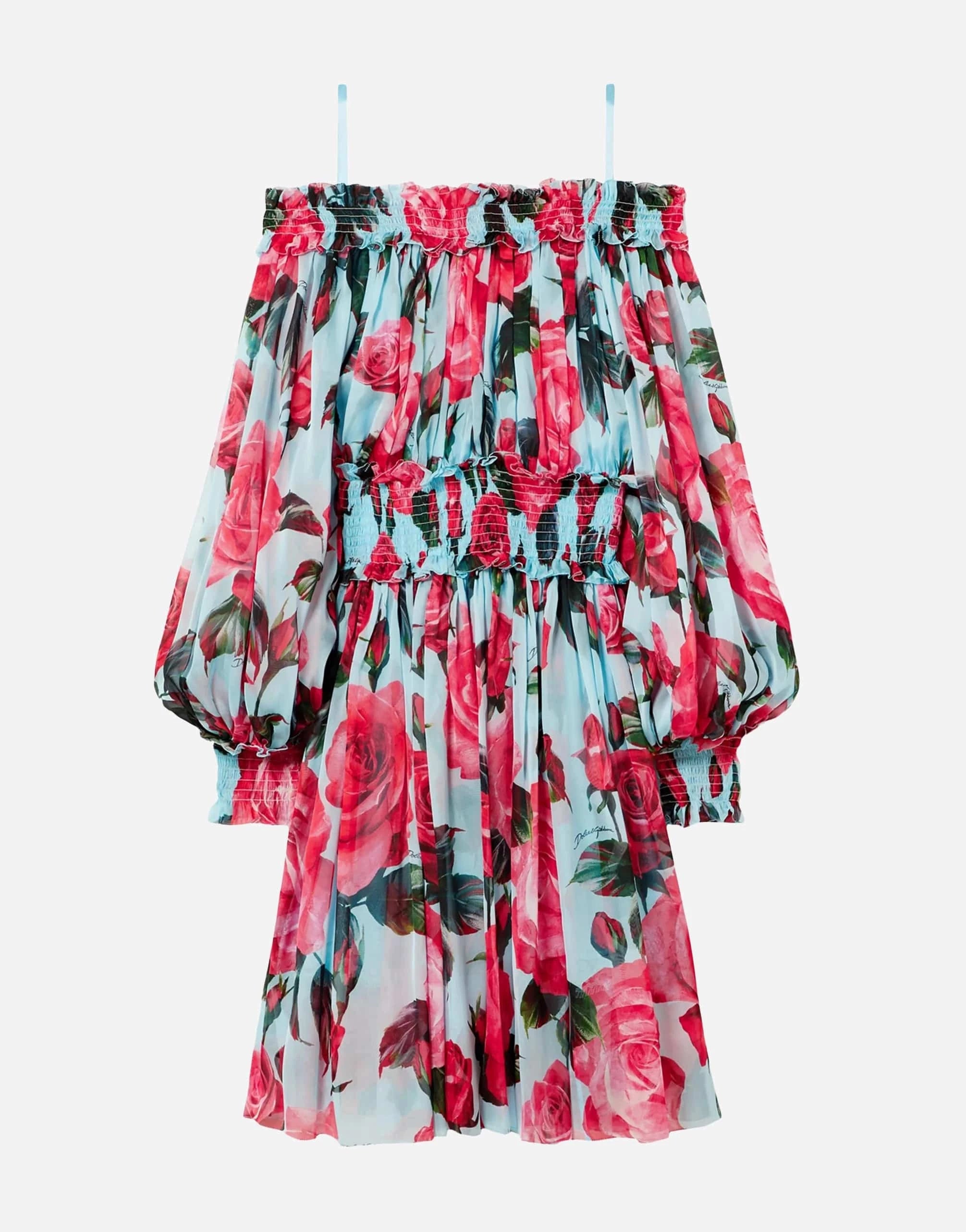 Dolce 
Gabbana Cold-Shoulder Floral-Print Silk Dress