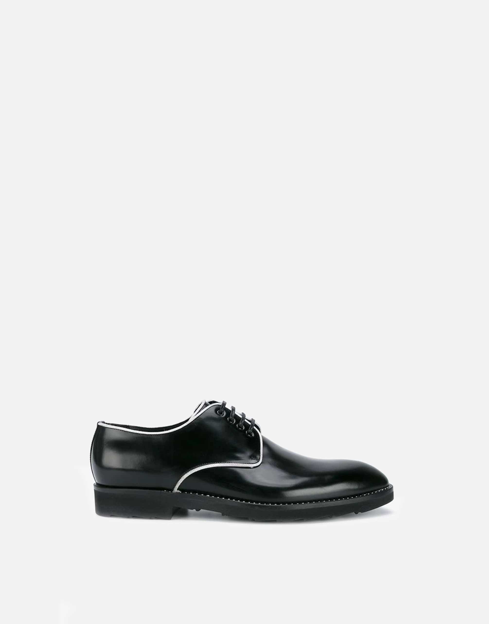 Dolce 
Gabbana Contrast-Trimmed Polished-Leather Derby Shoes