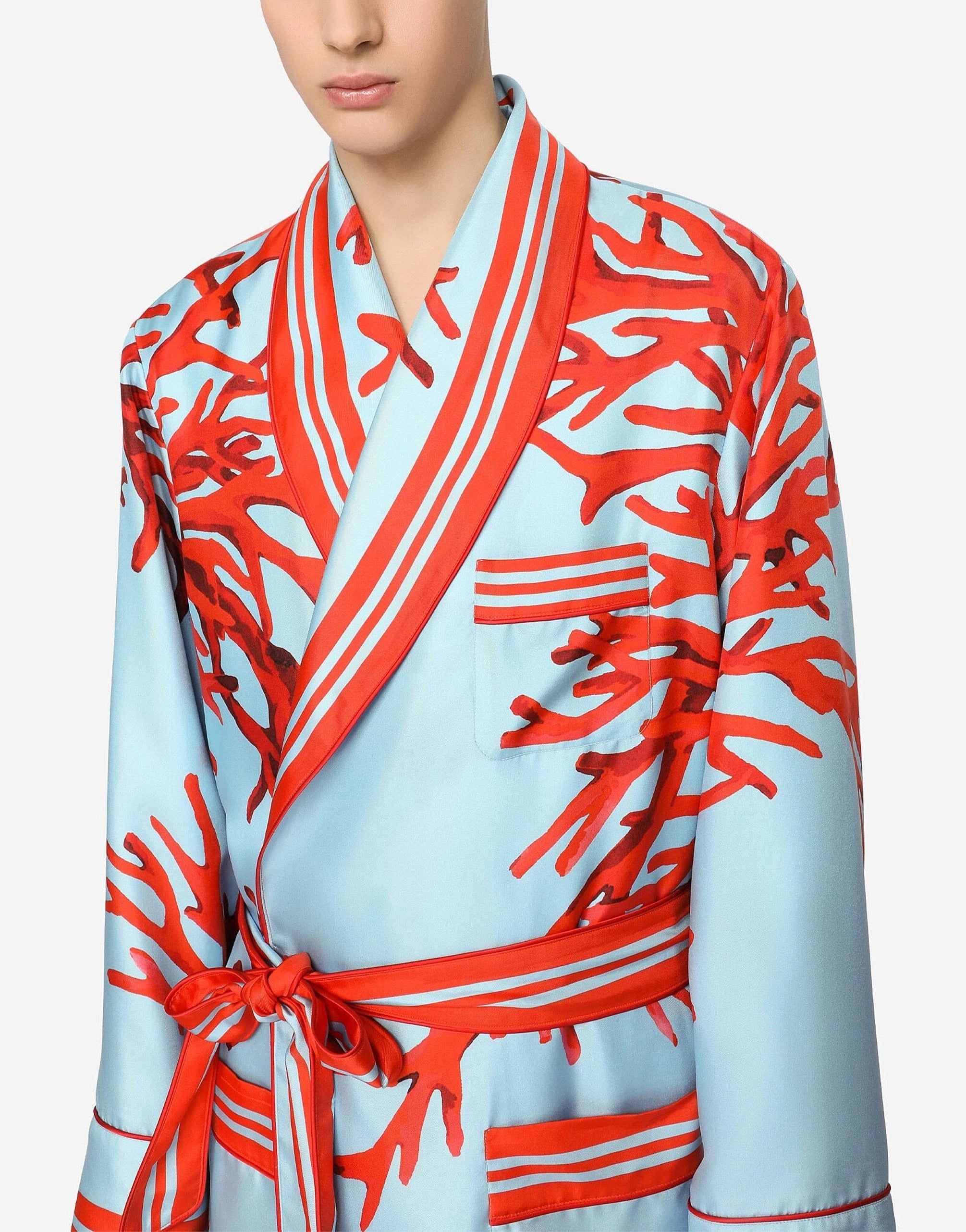 Dolce 
Gabbana Coral-Print Silk Robe