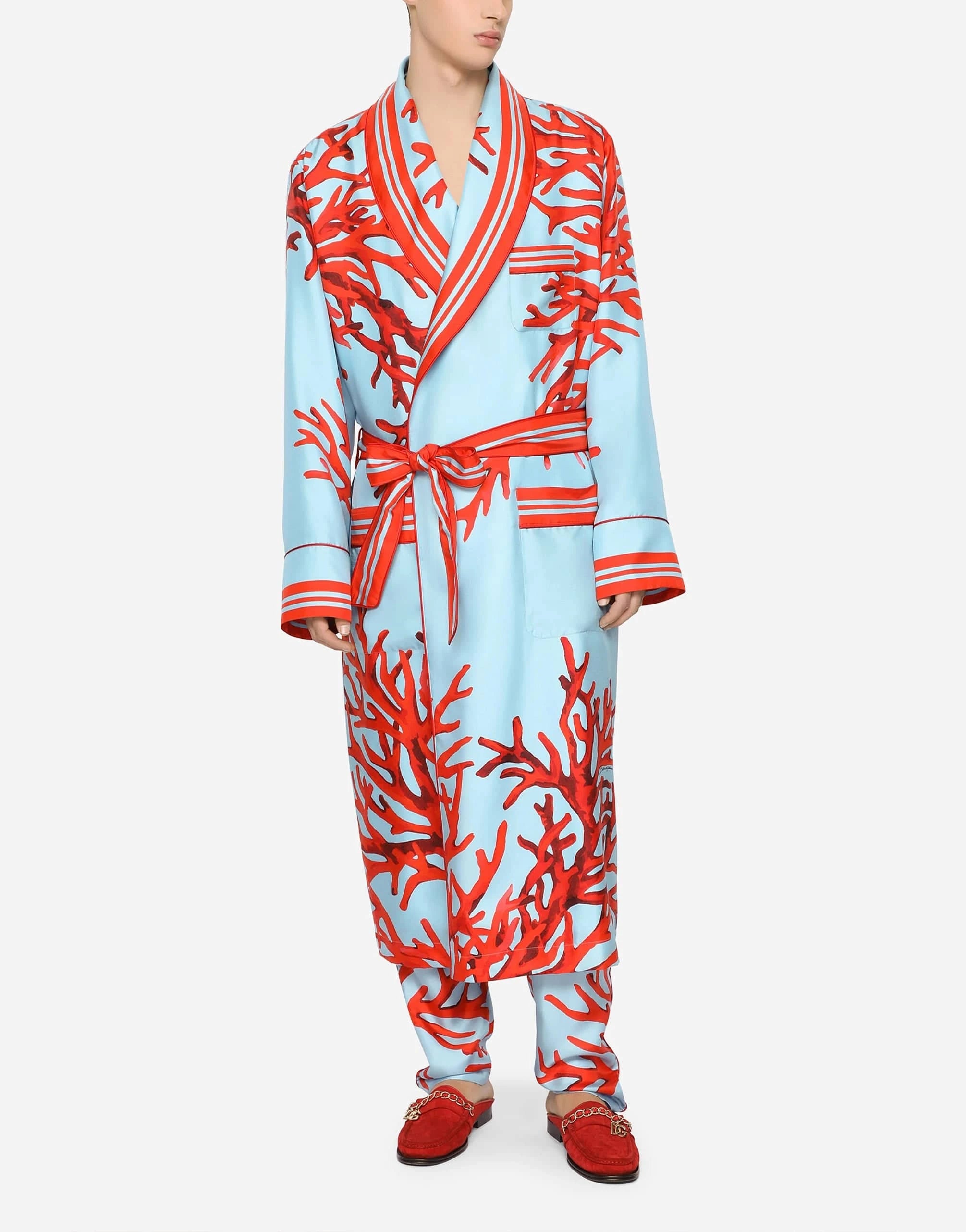 Dolce 
Gabbana Coral-Print Silk Robe