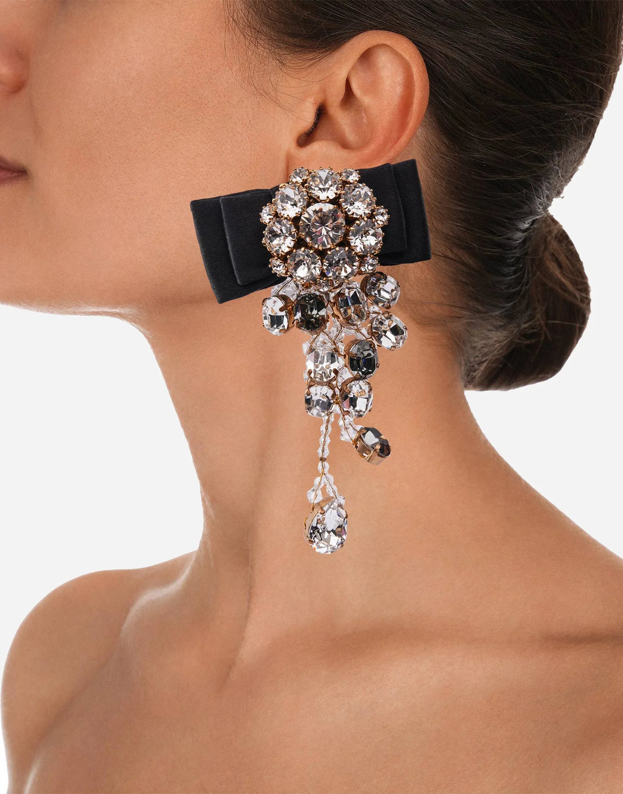 Dolce 
Gabbana Crystal Chandelier Bow Clip-On Earrings