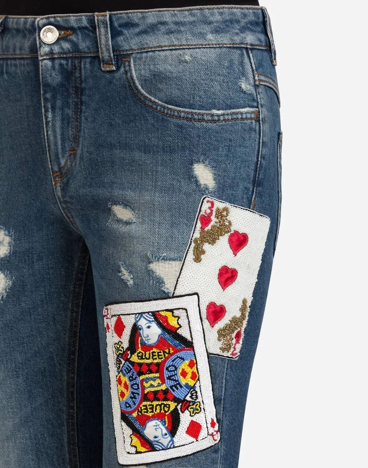 Dolce 
Gabbana Denim Pretty Fit Cards-Embellished Jeans