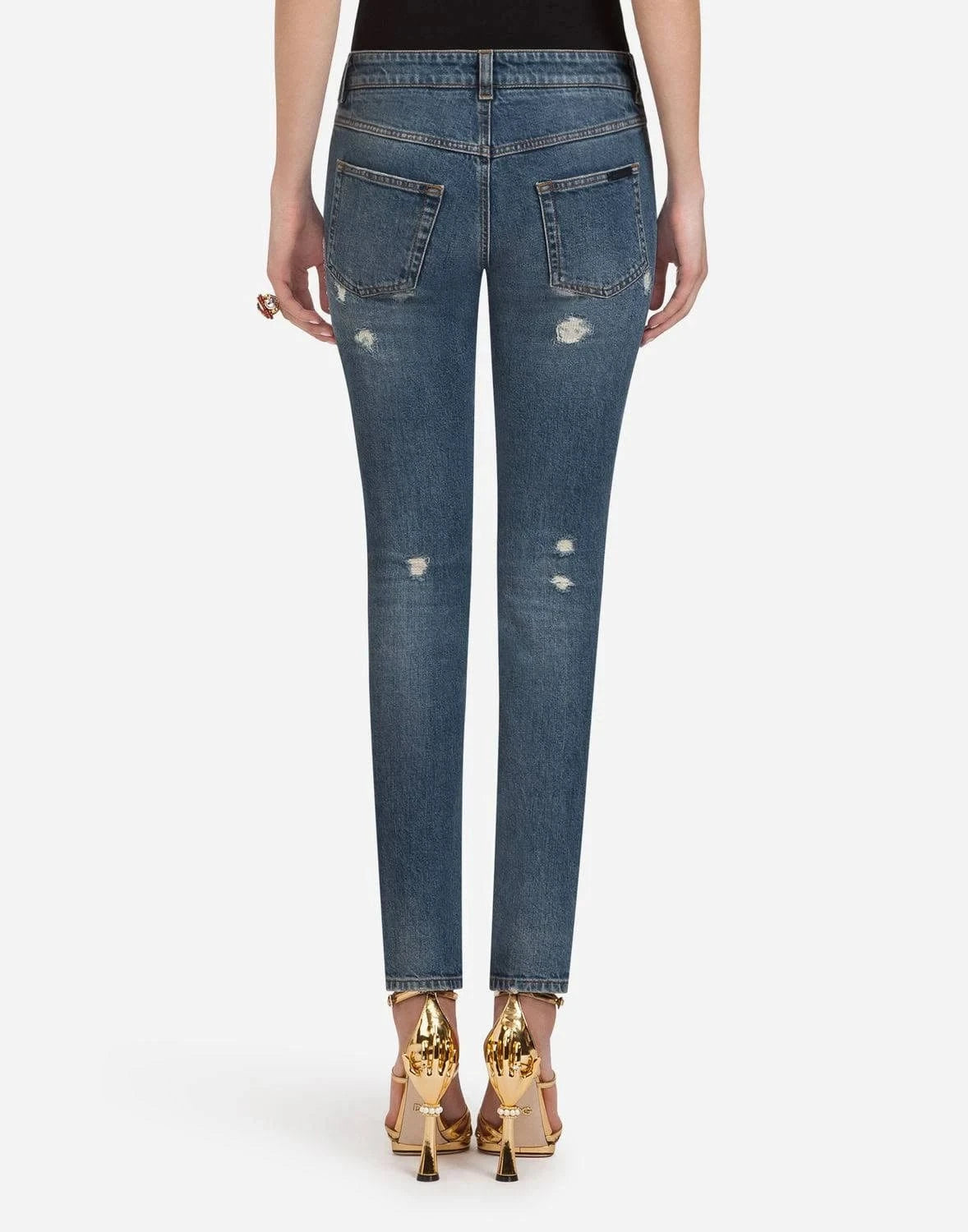 Dolce 
Gabbana Denim Pretty Fit Cards-Embellished Jeans