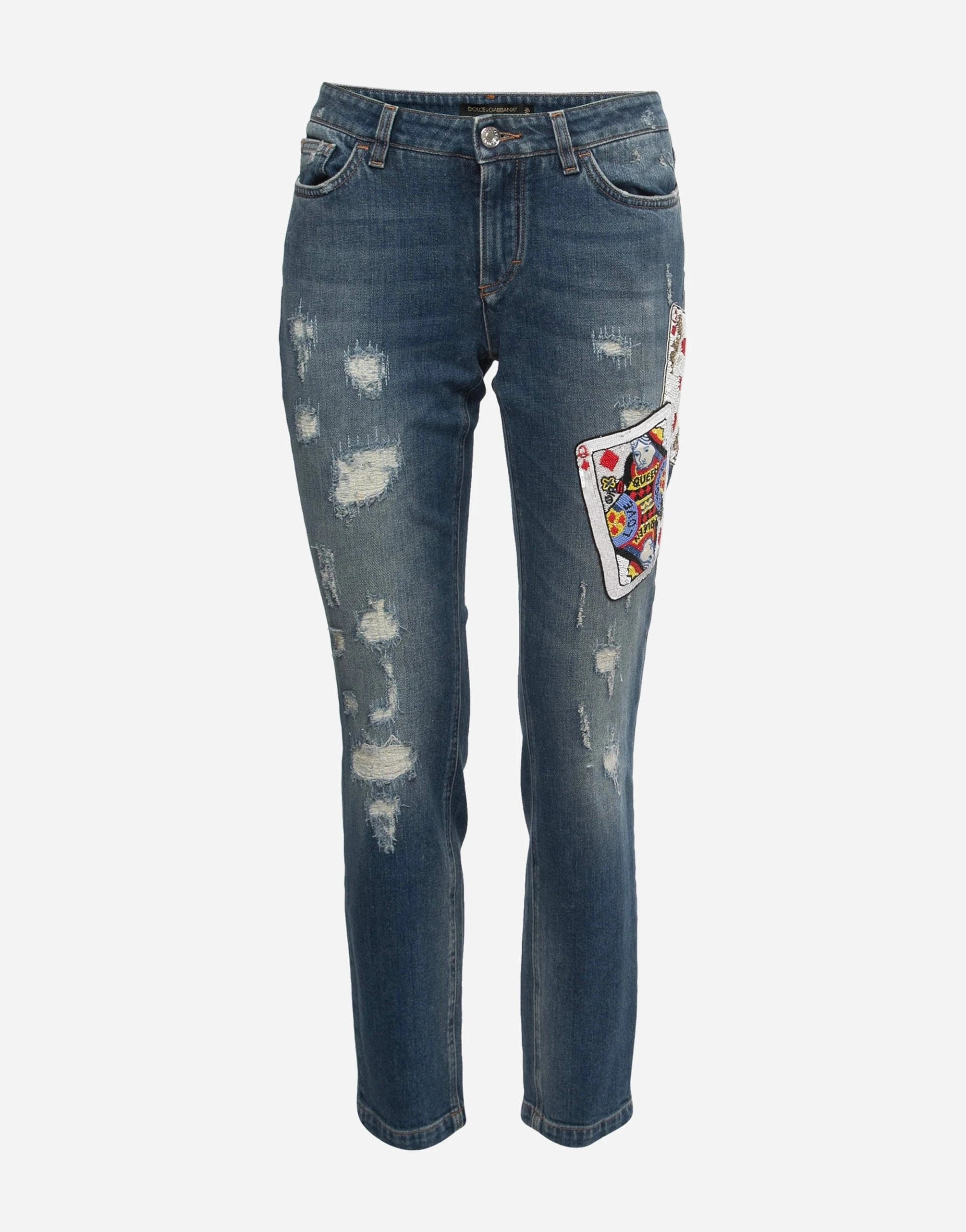 Dolce 
Gabbana Denim Pretty Fit Cards-Embellished Jeans