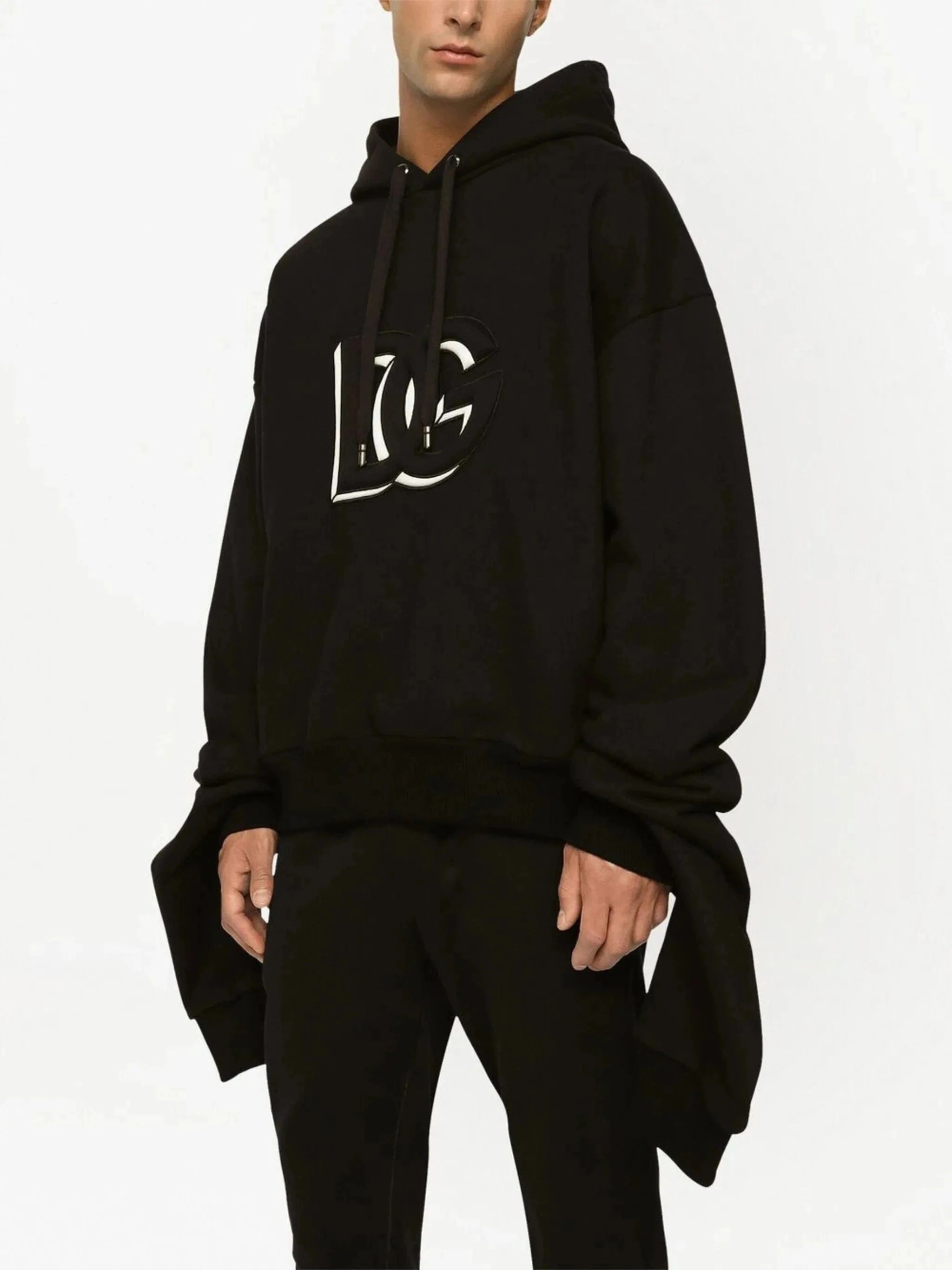 Dolce 
Gabbana Embossed DG Logo Jersey Hoodie