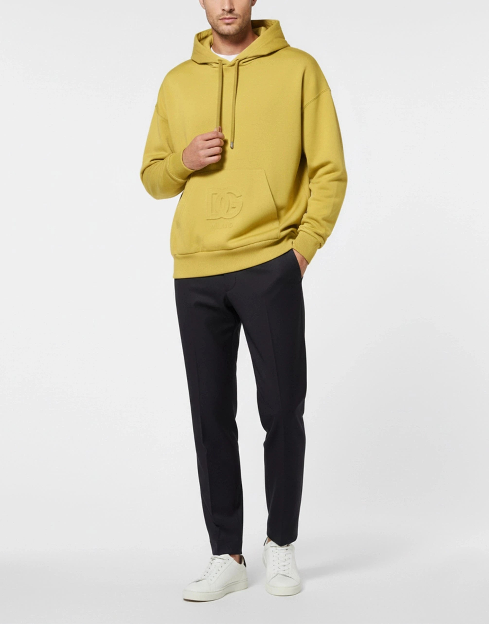 Dolce 
Gabbana Embossed DG Logo Technical Jersey Hoodie