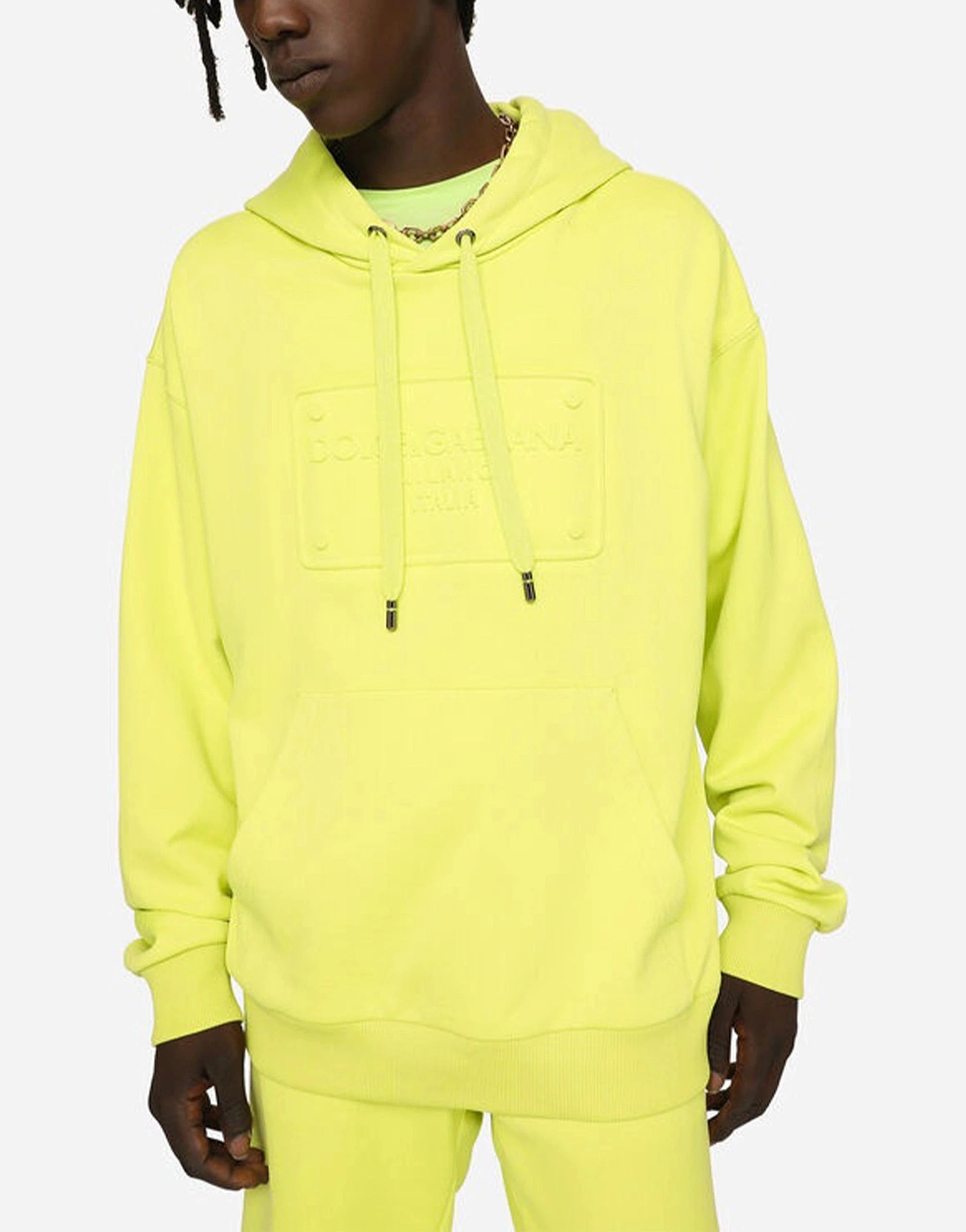 Dolce 
Gabbana Embossed Tag Jersey Hoodie