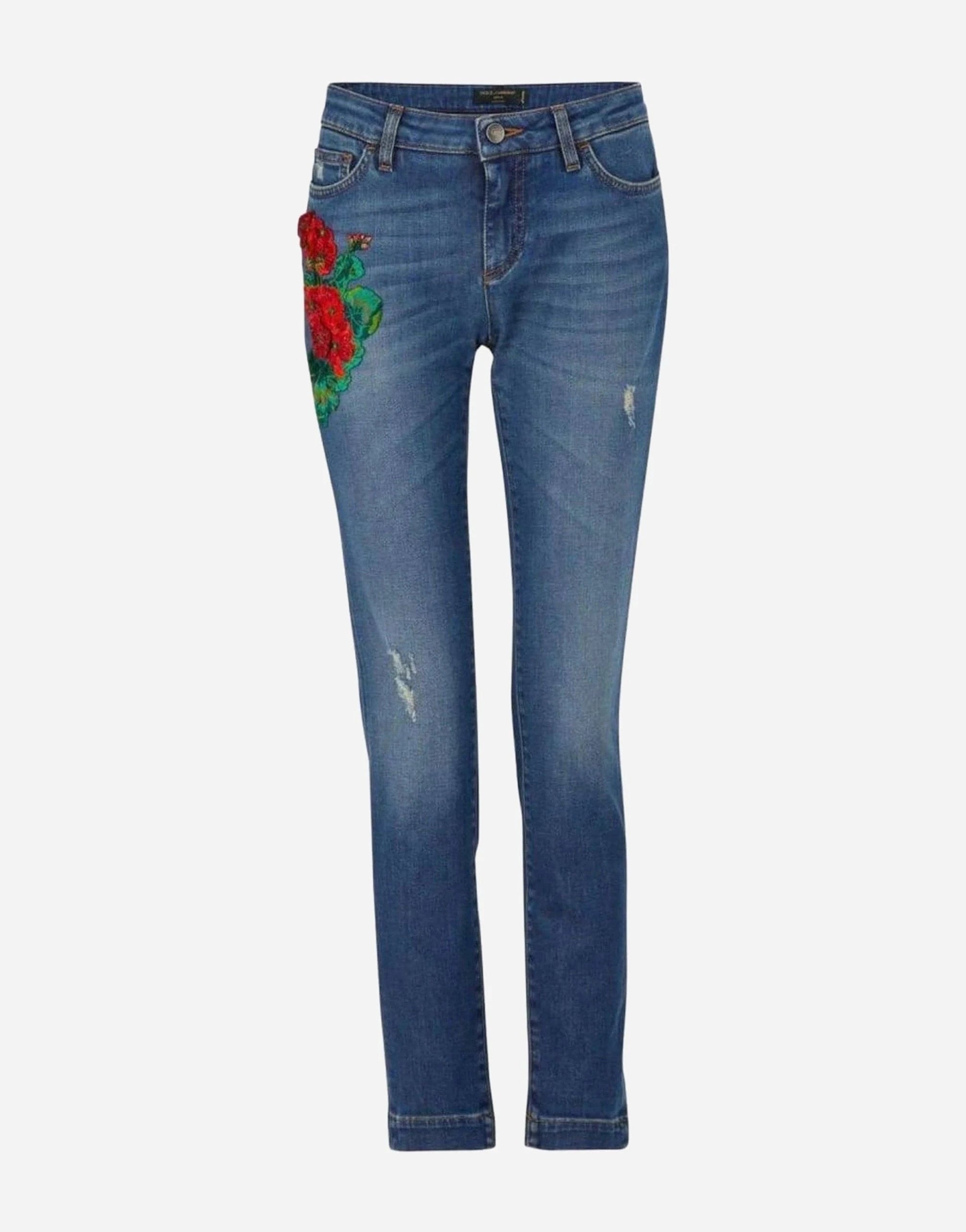 Dolce 
Gabbana Floral Appliqué Skinny Jeans