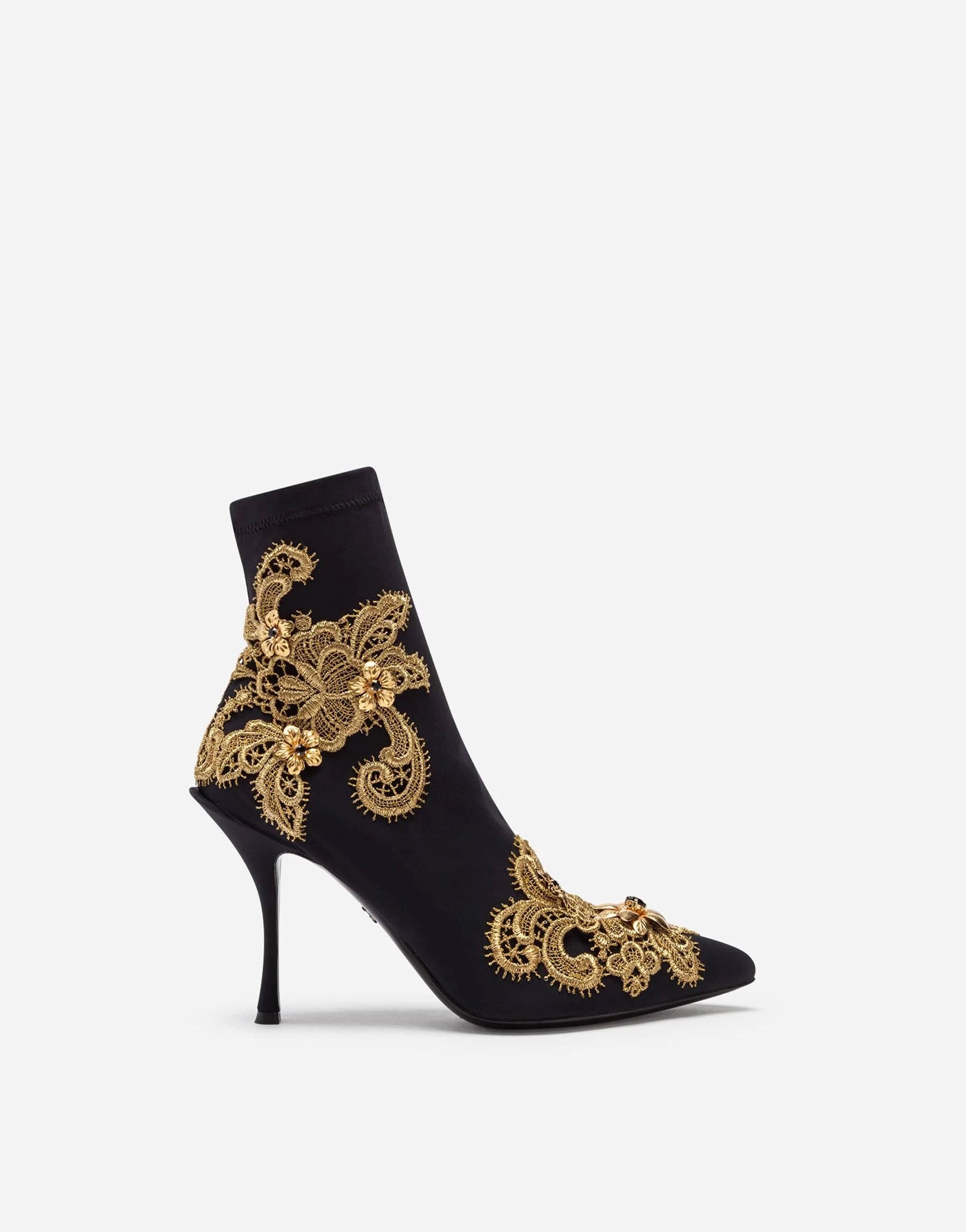 Dolce 
Gabbana Floral-Embroidery Jersey Ankle Boots