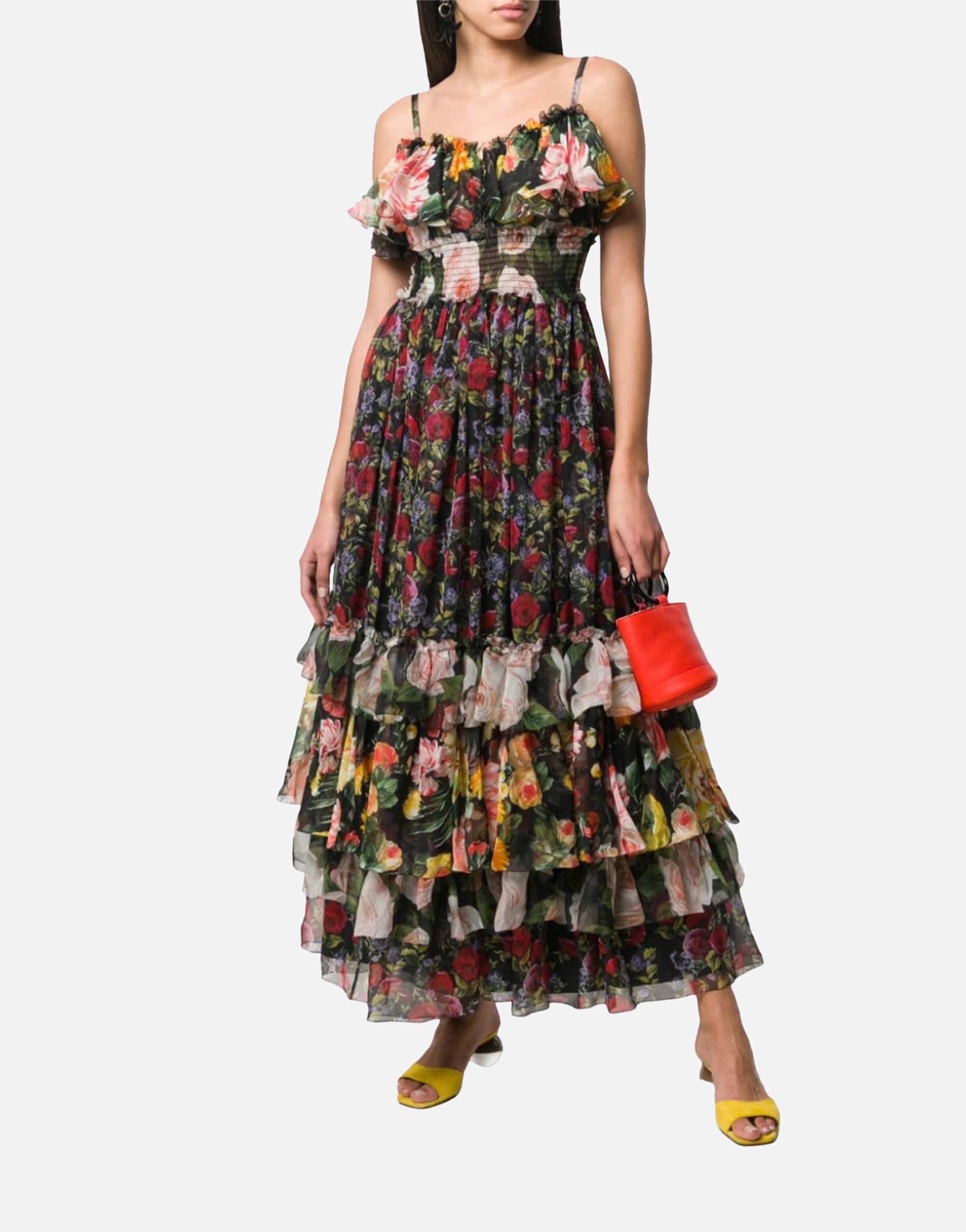 Dolce 
Gabbana Floral Print Chiffon Layered Dress