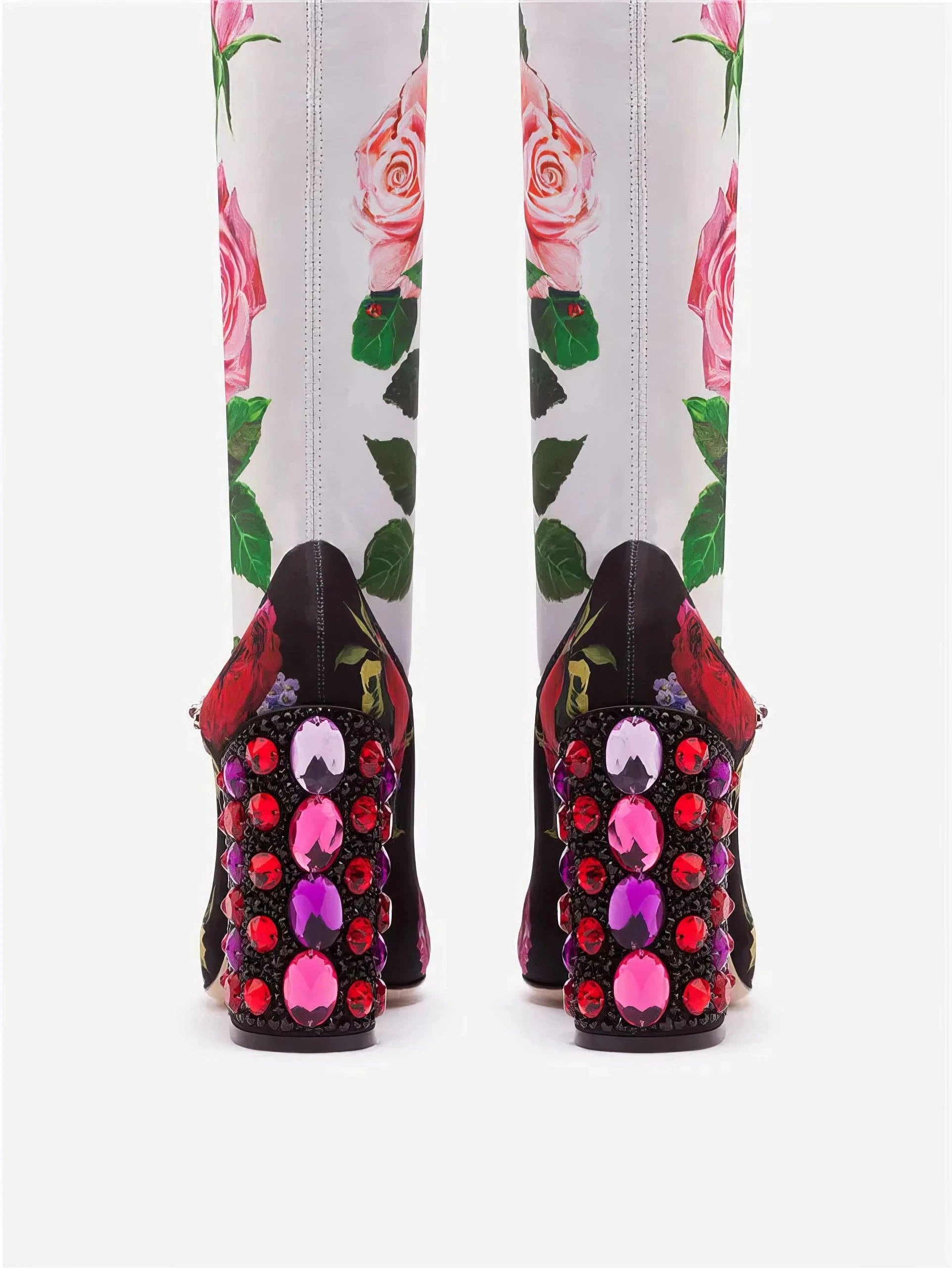 Dolce 
Gabbana Floral-Print Jersey Embellished Booties