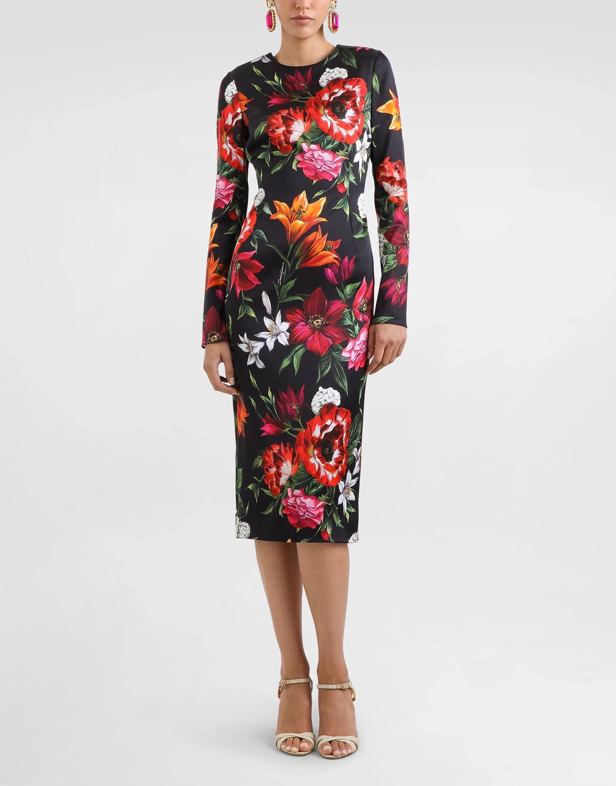 Dolce 
Gabbana Floral-Print Satin Fitted Dress