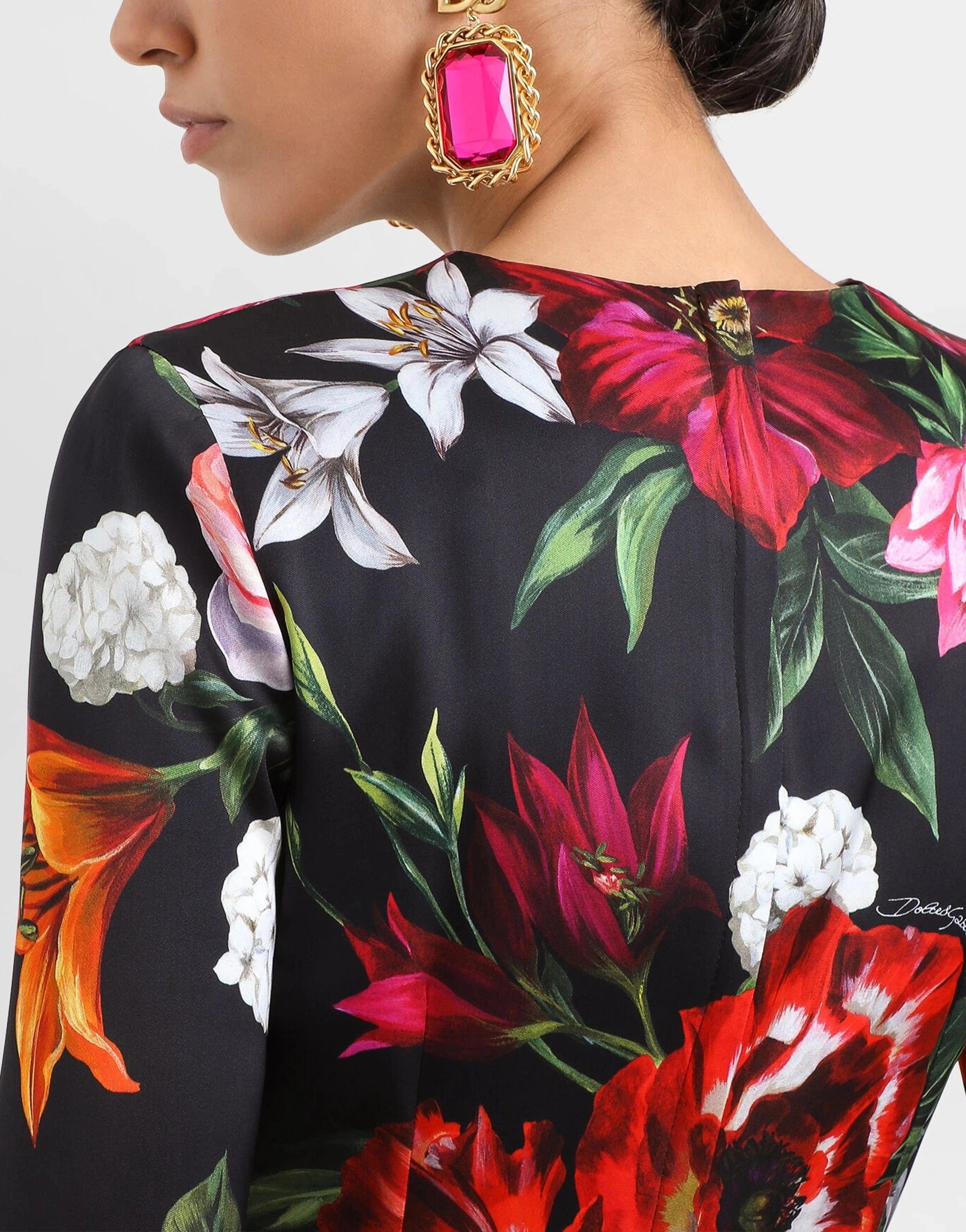 Dolce 
Gabbana Floral-Print Satin Fitted Dress
