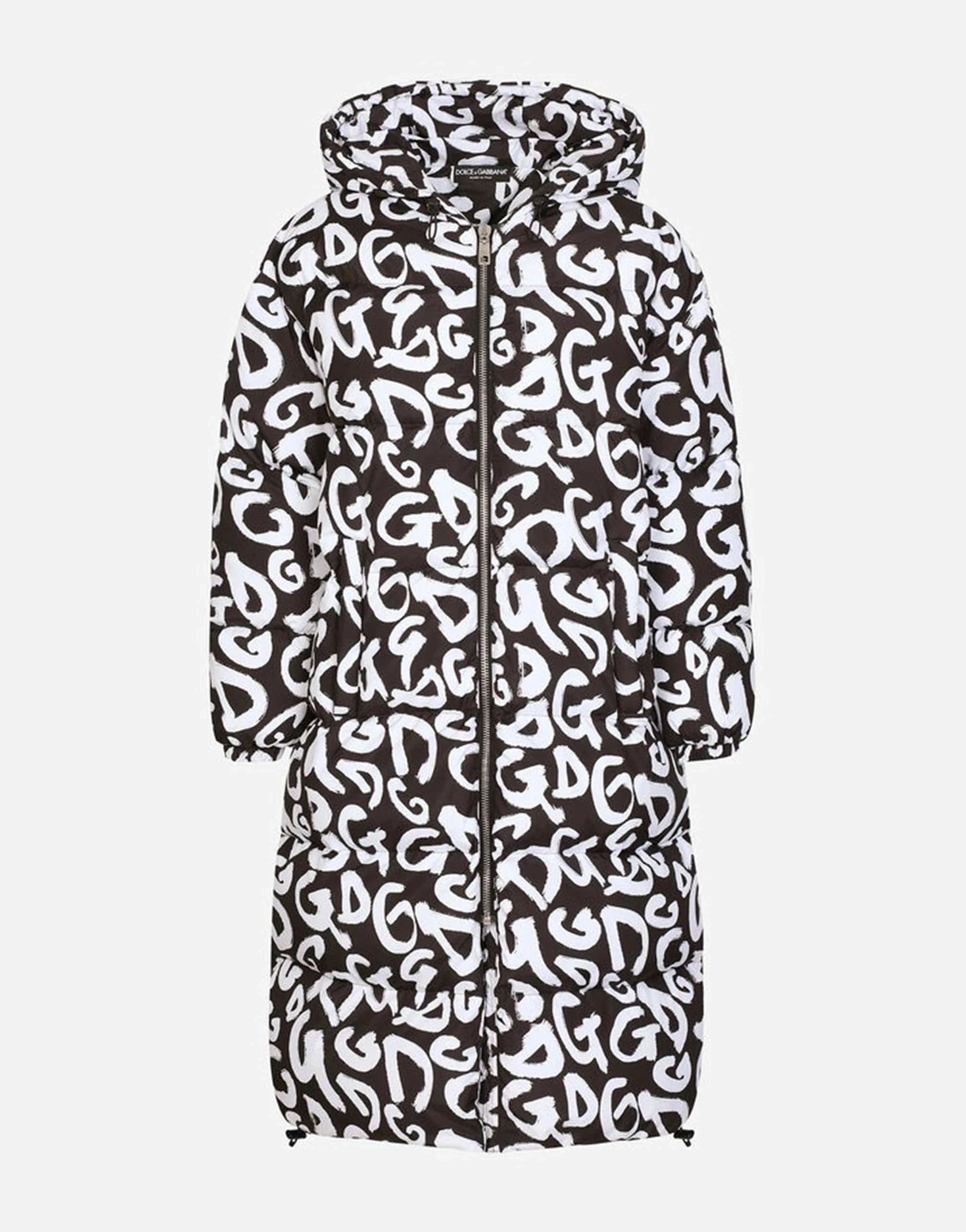Dolce 
Gabbana Graffiti Logo-Print Long Coat