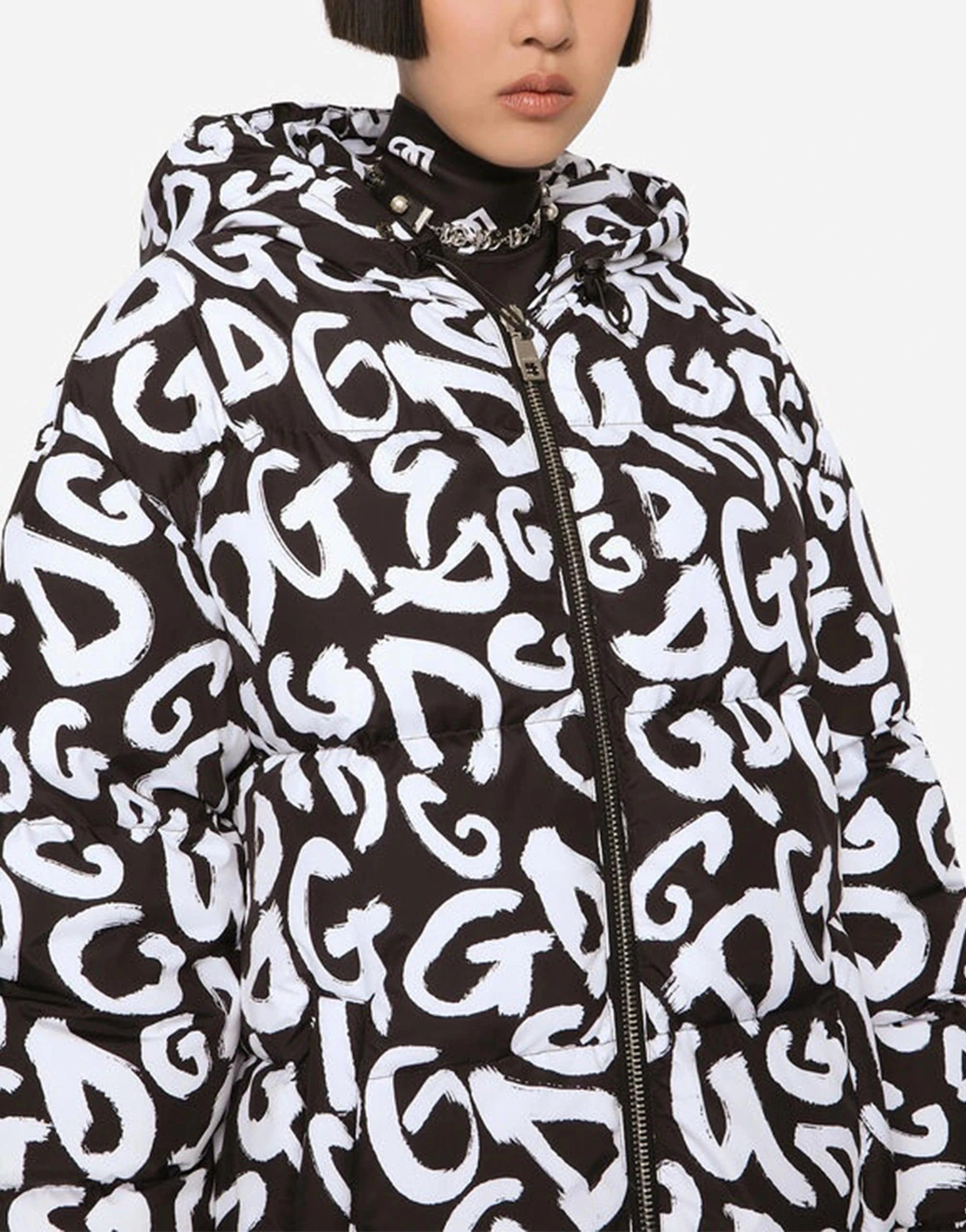 Dolce 
Gabbana Graffiti Logo-Print Long Coat