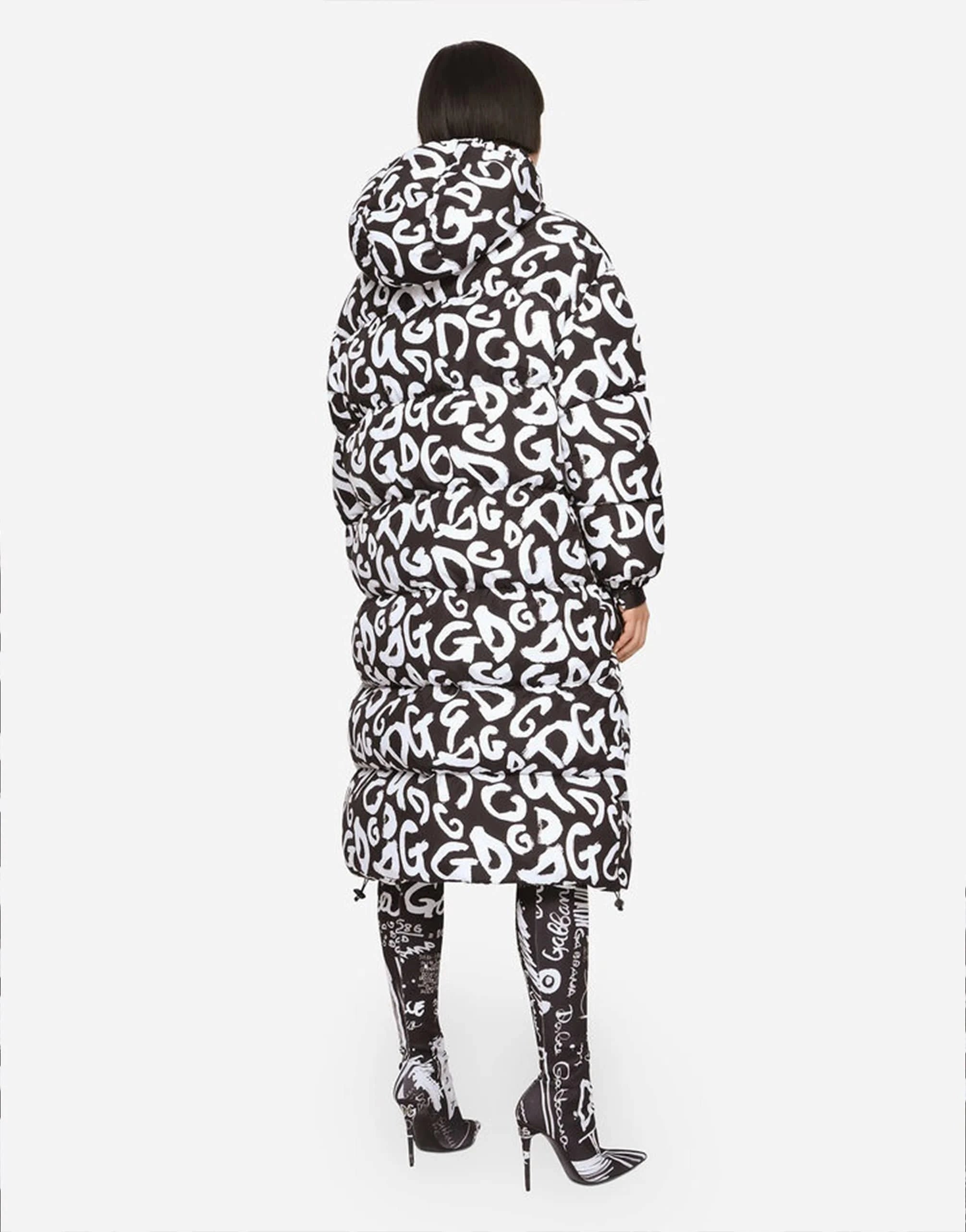 Dolce 
Gabbana Graffiti Logo-Print Long Coat