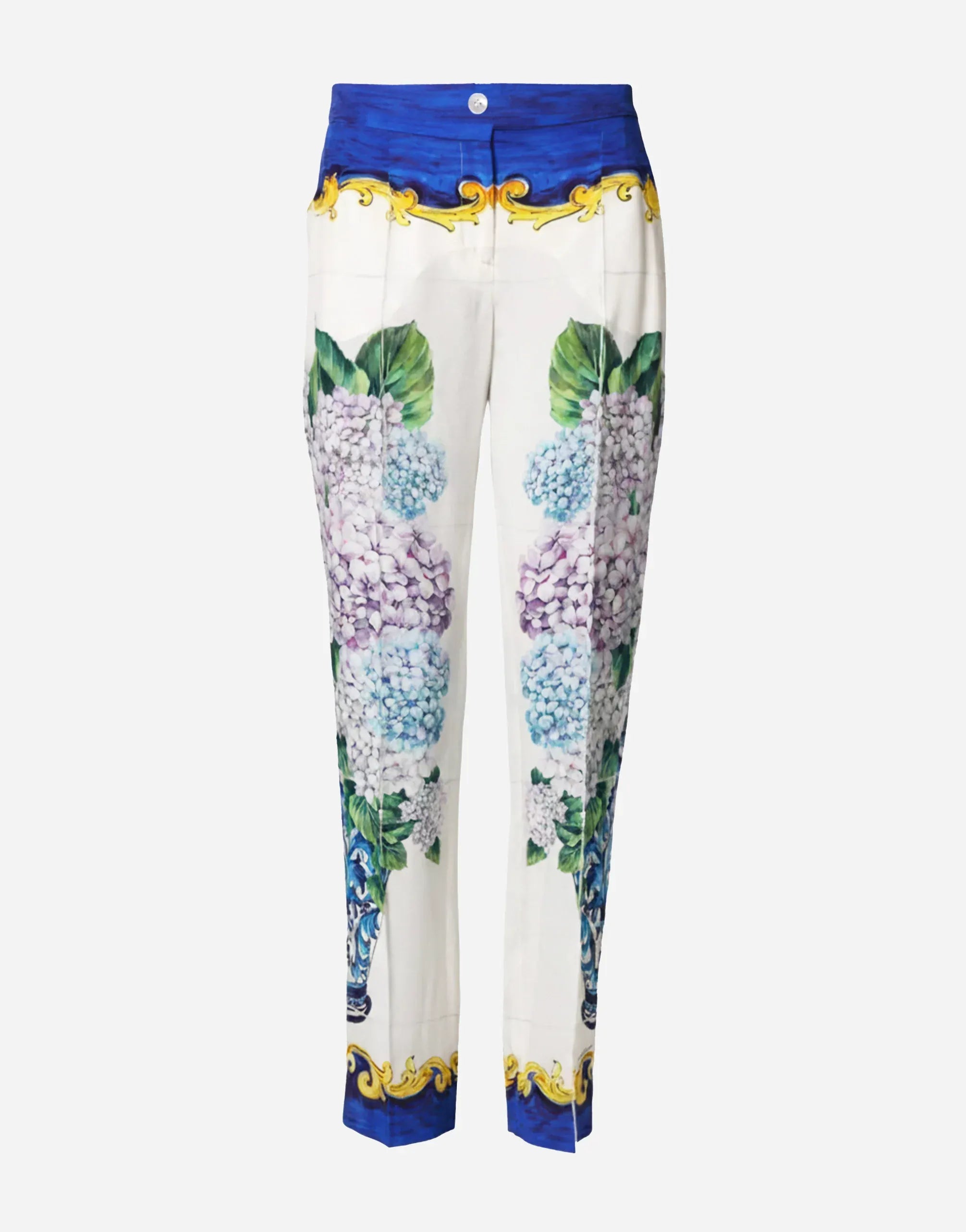 Dolce 
Gabbana Hydrangea-Print Silk Trousers