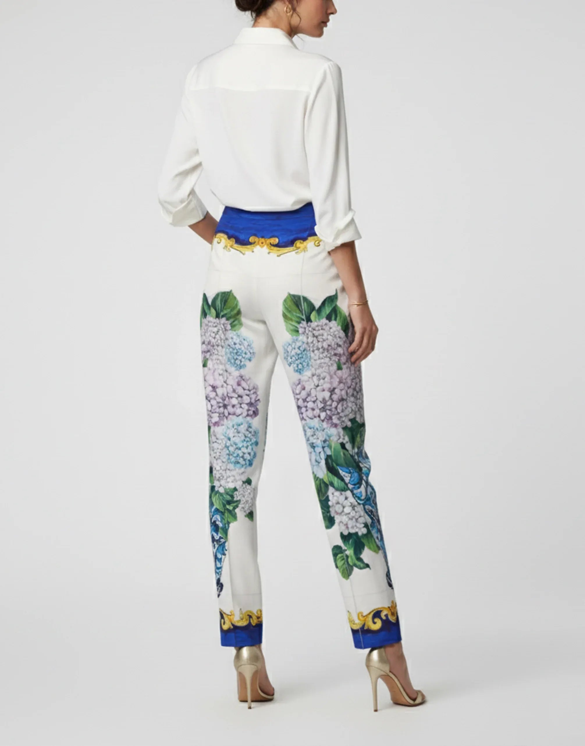 Dolce 
Gabbana Hydrangea-Print Silk Trousers