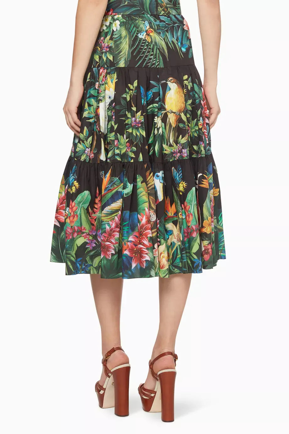 Dolce 
Gabbana Jungle Forest Cotton Midi Skirt