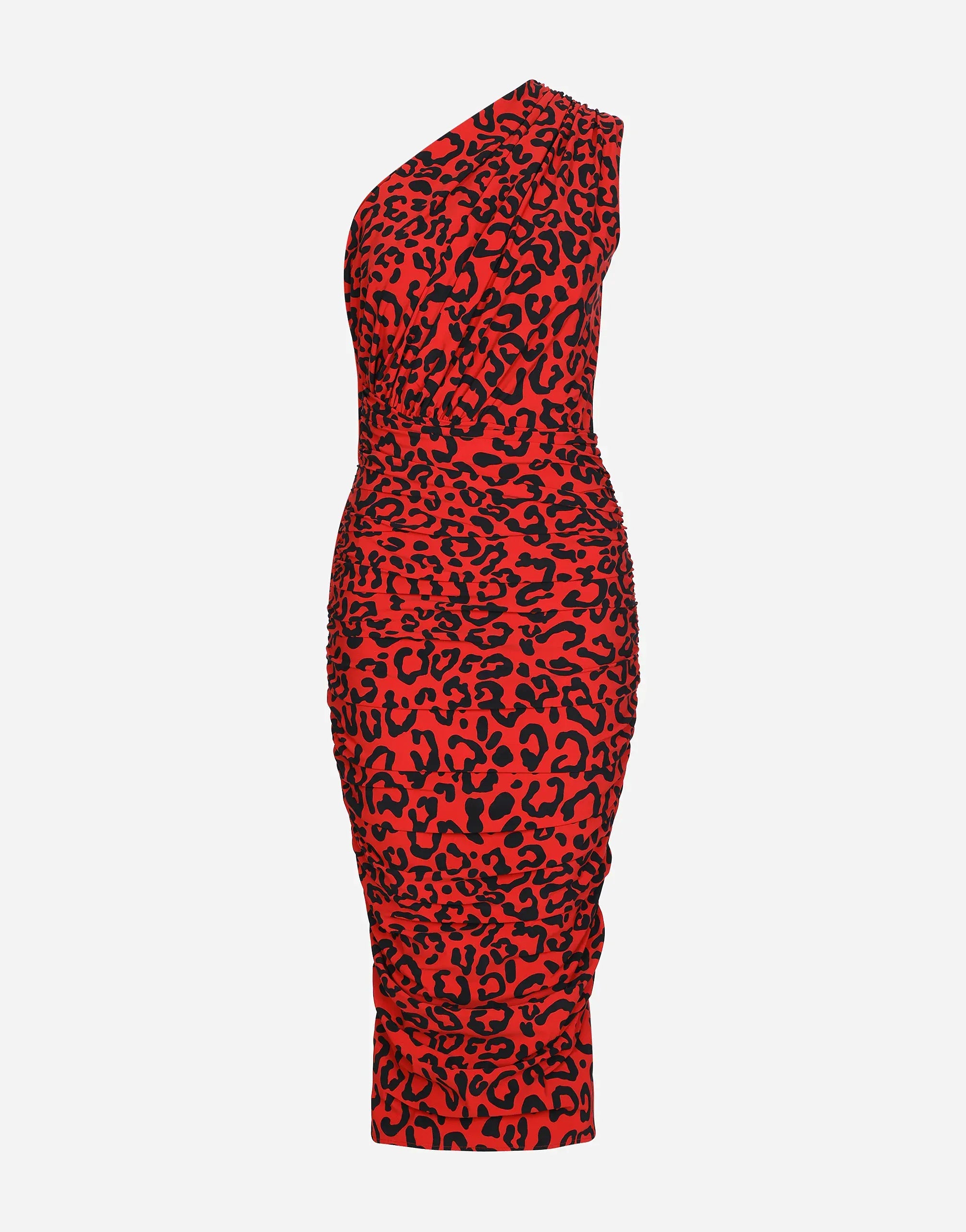 Dolce 
Gabbana Leopard-Print Jersey One-Shoulder Dress