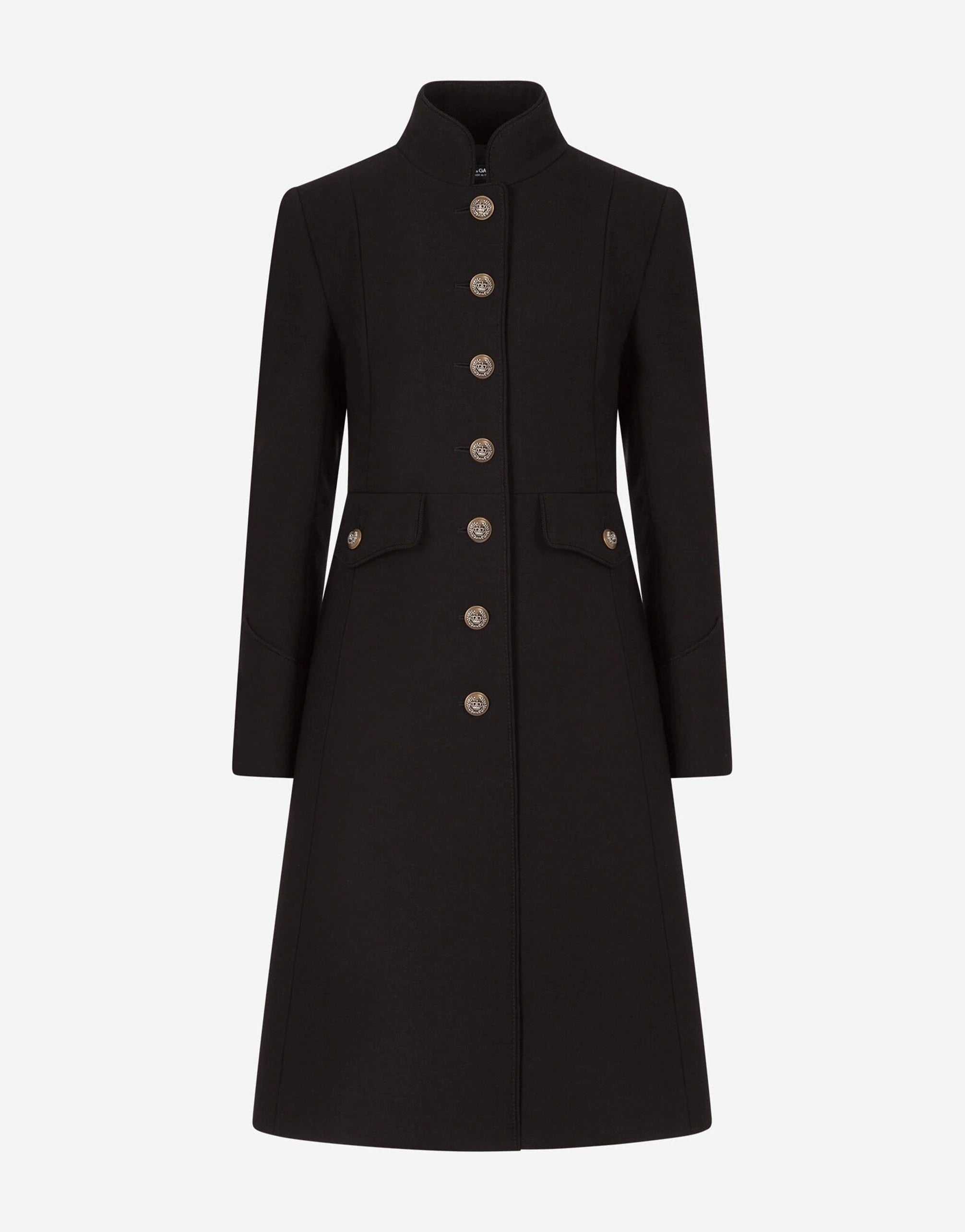 Dolce 
Gabbana Logo Button Wool-Blend Coat