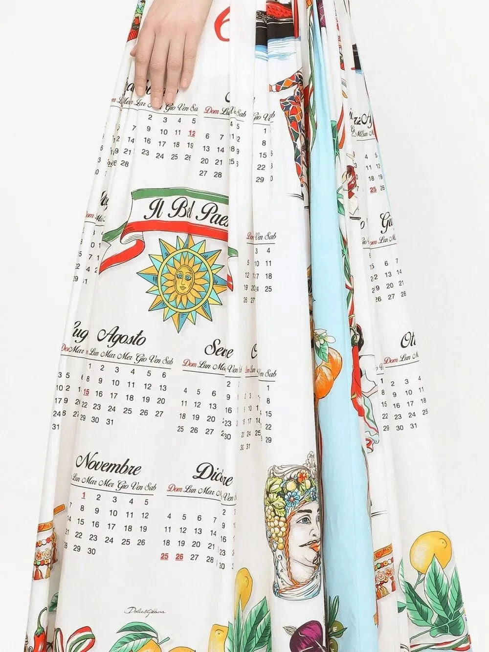 Dolce 
Gabbana Long Calendar-Print Poplin Skirt