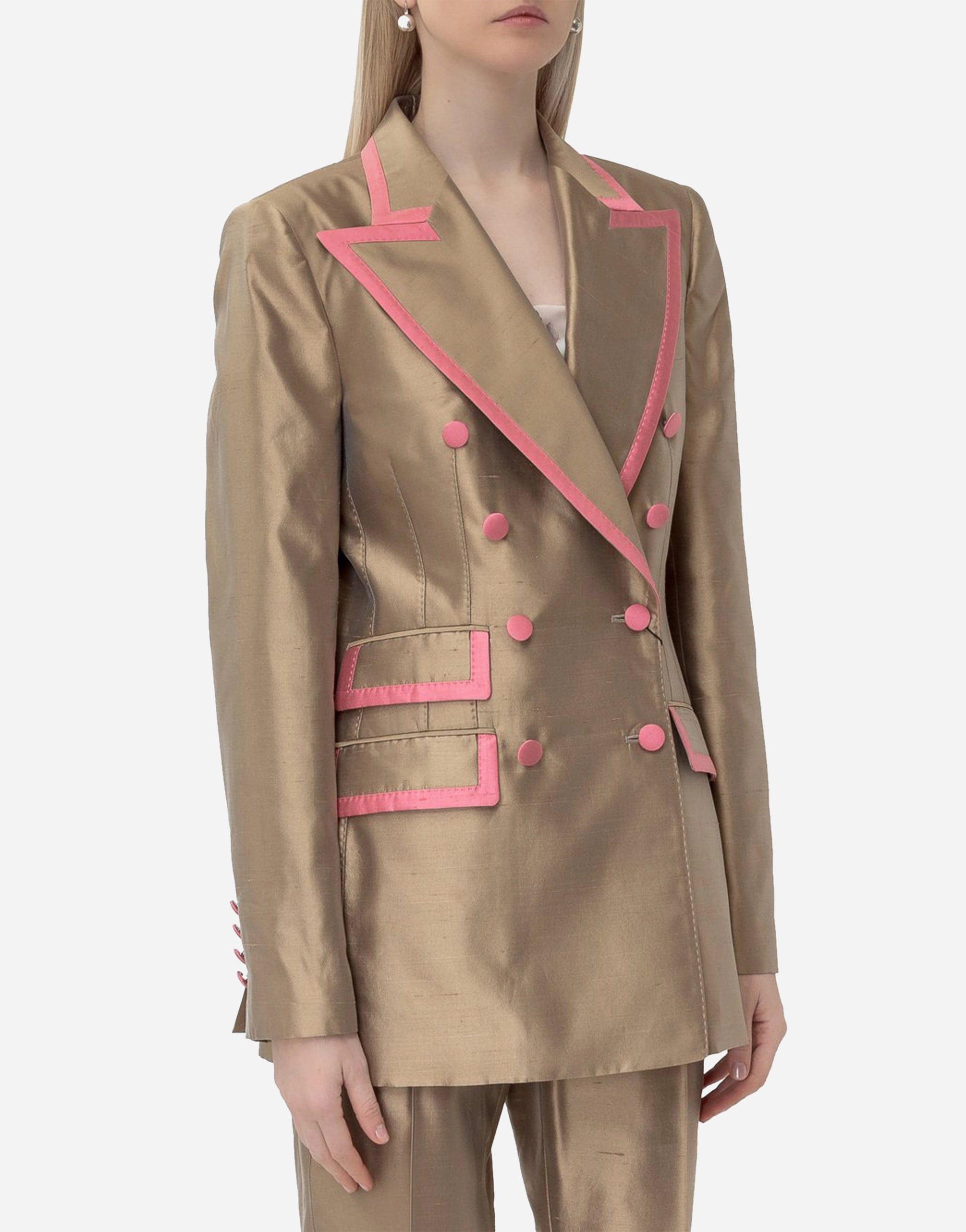 Dolce 
Gabbana Metallic Double-Breasted Blazer Jacket